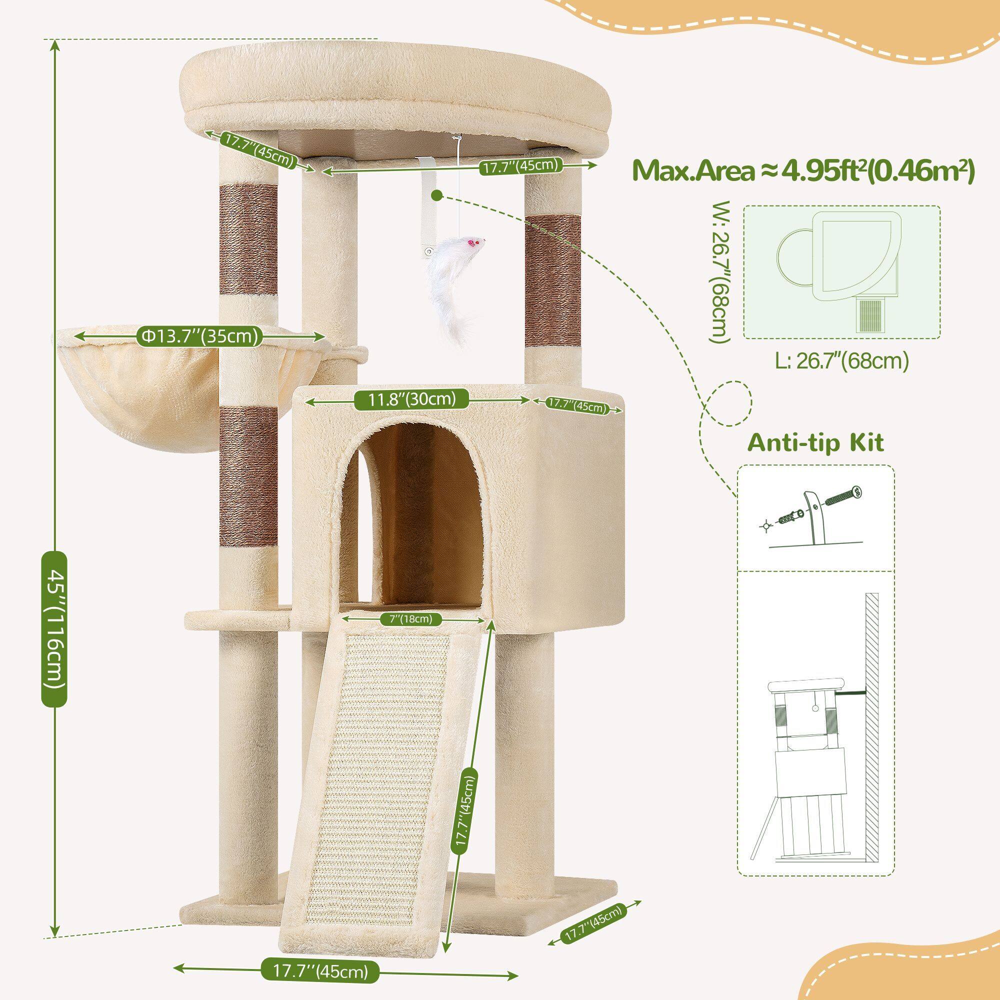 globlazer-f45-arbre-chat-beige-45-pouces-compact image 6