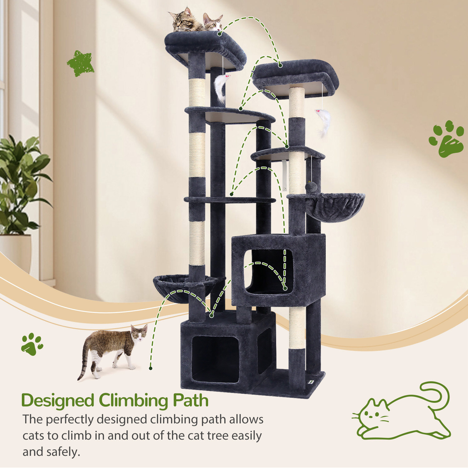 globlazer-s-series-s74e-arbre-chat-gris-fonc-74-pouces image 7