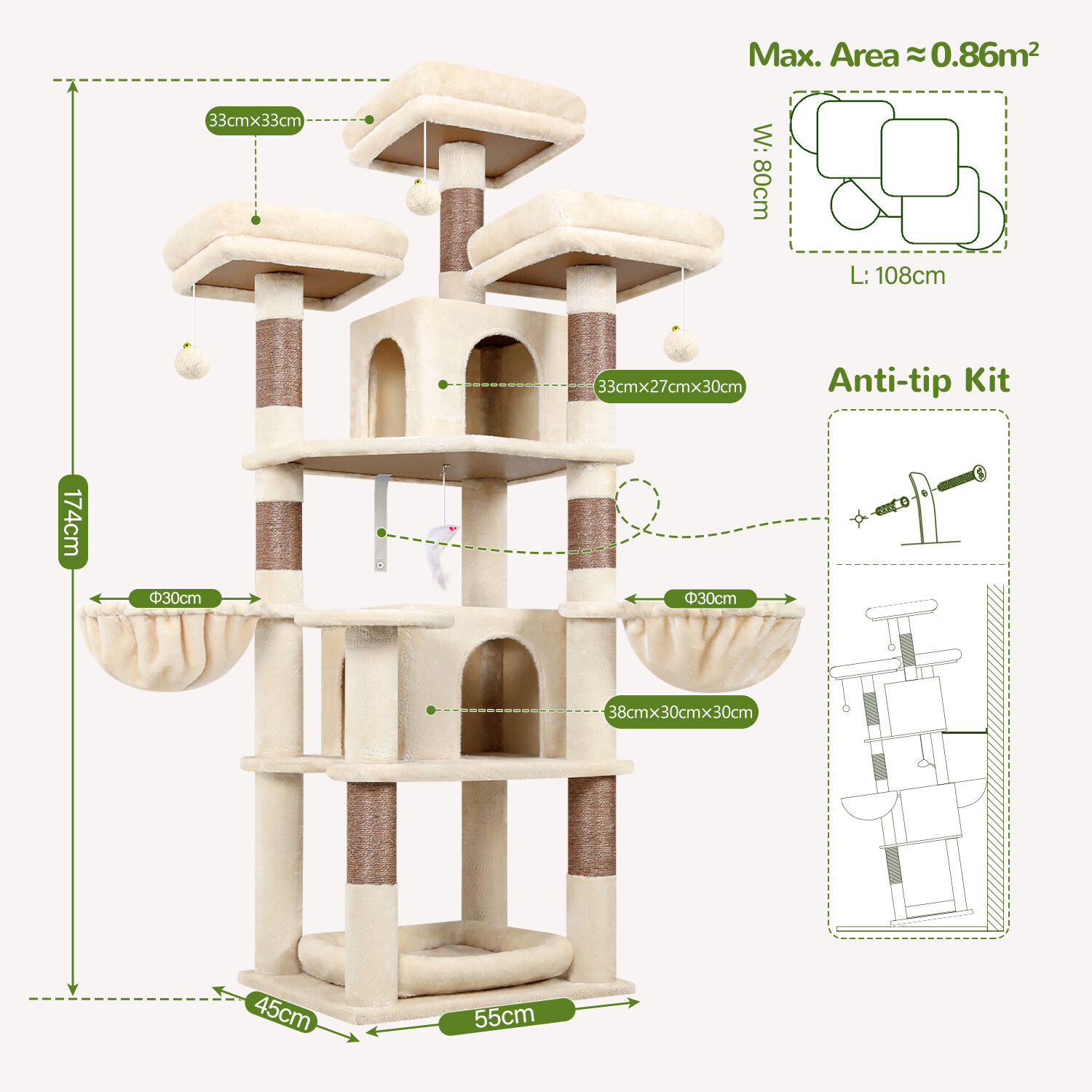 globlazer-f68b-arbre-chat-68-pouces-beige image 7