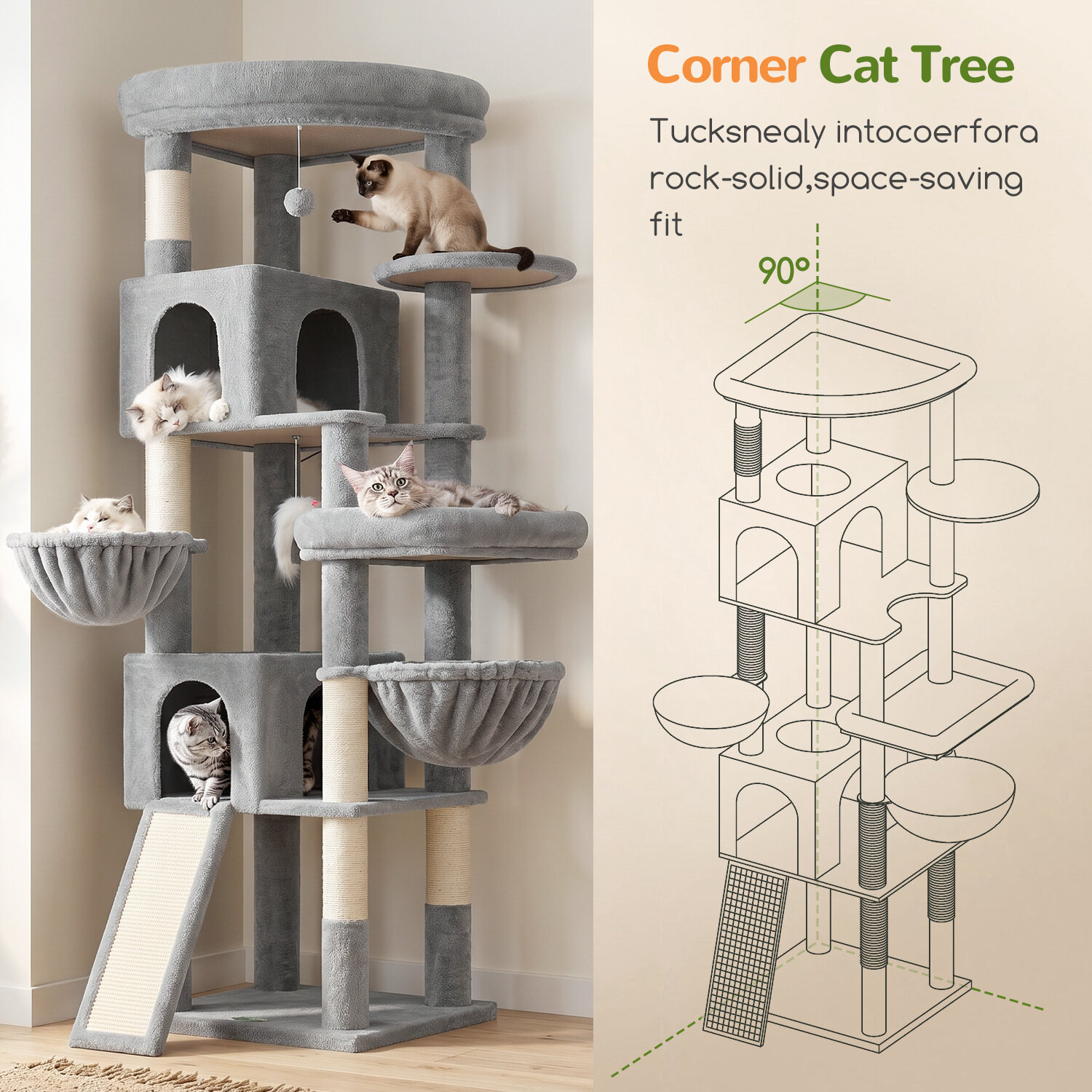 globlazer-c74-arbre-chat-gris-clair-74-pouces image 5