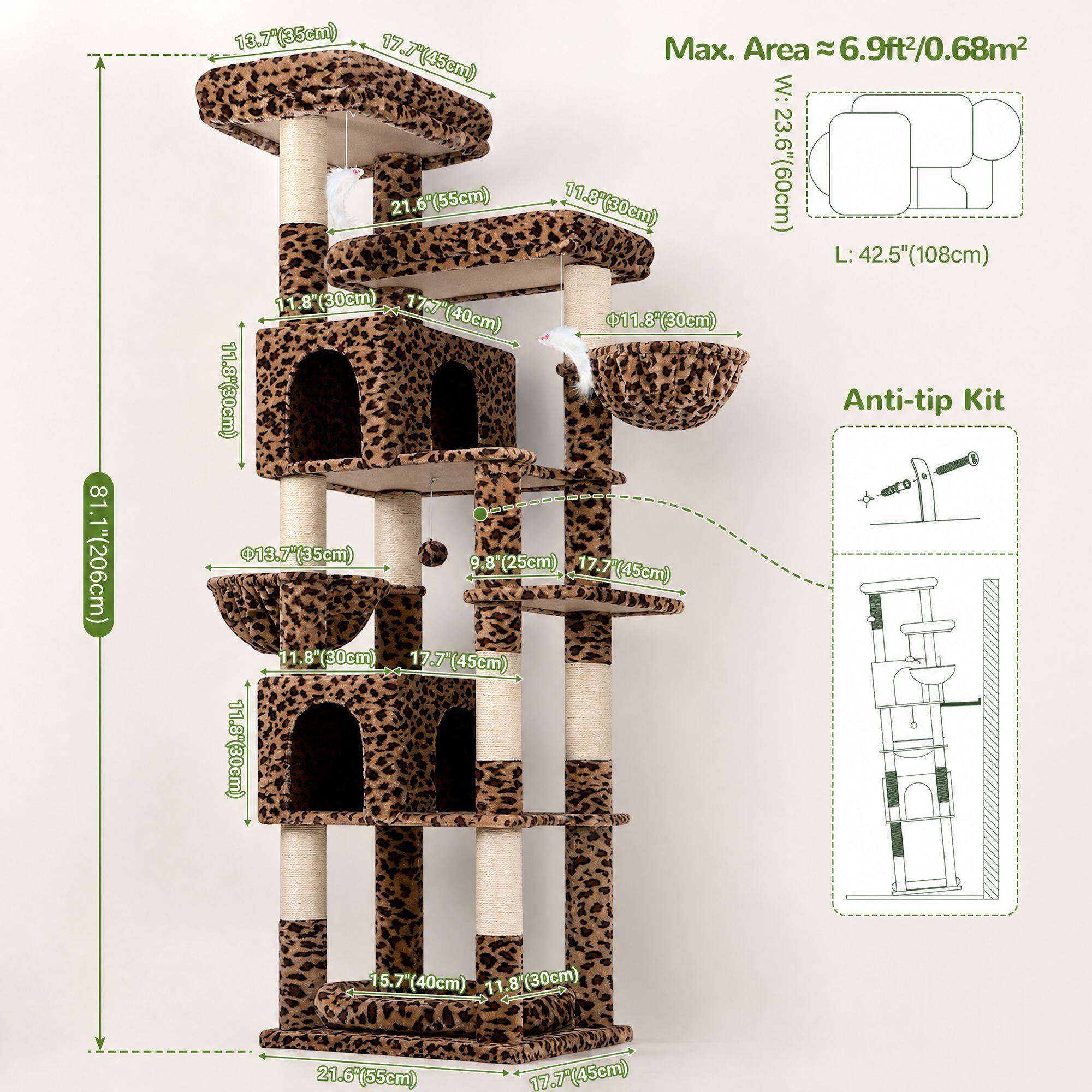 globlazer-s-series-s81c-arbre-chat-l-opard-81-pouces image 7