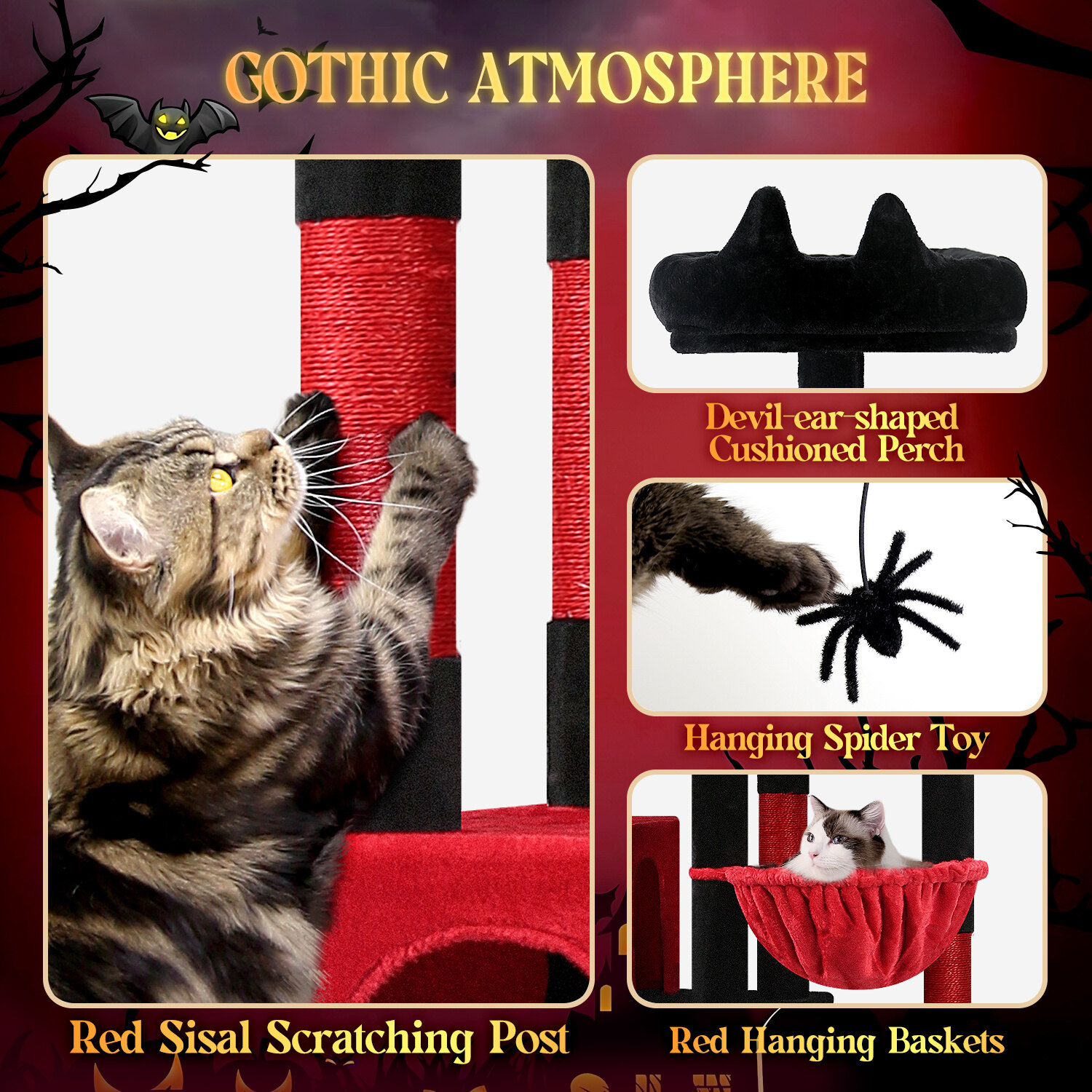 globlazer-f83-arbre-a-chat-rouge-noir-211-cm image 5