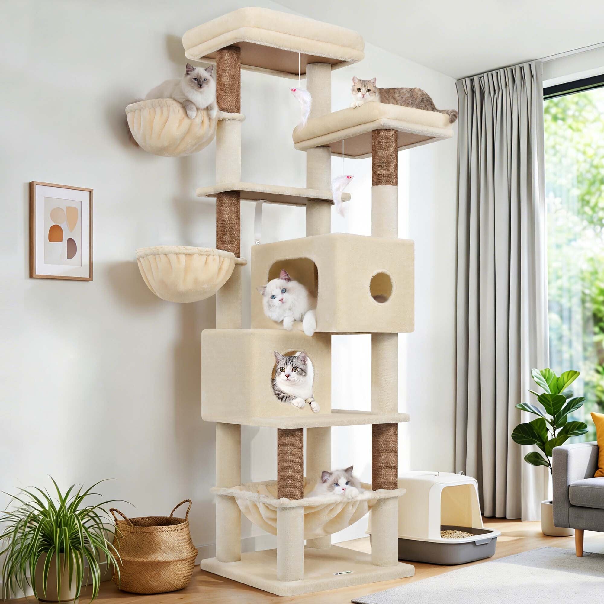 globlazer-s73-arbre-chat-185-cm-beige-grands-chats image 1