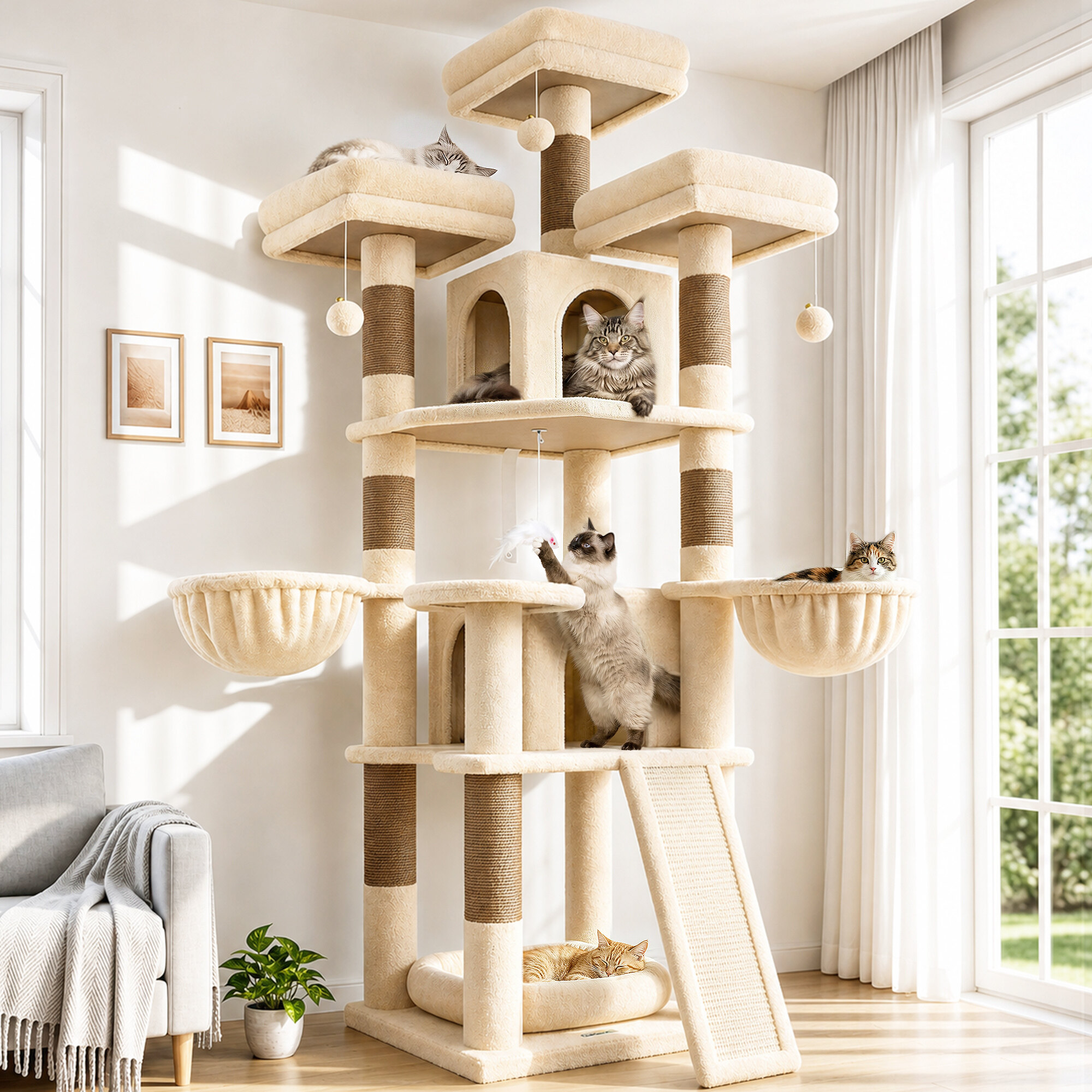 globlazer-f70h-arbre-chat-beige-70-pouces-int-rieur image 1