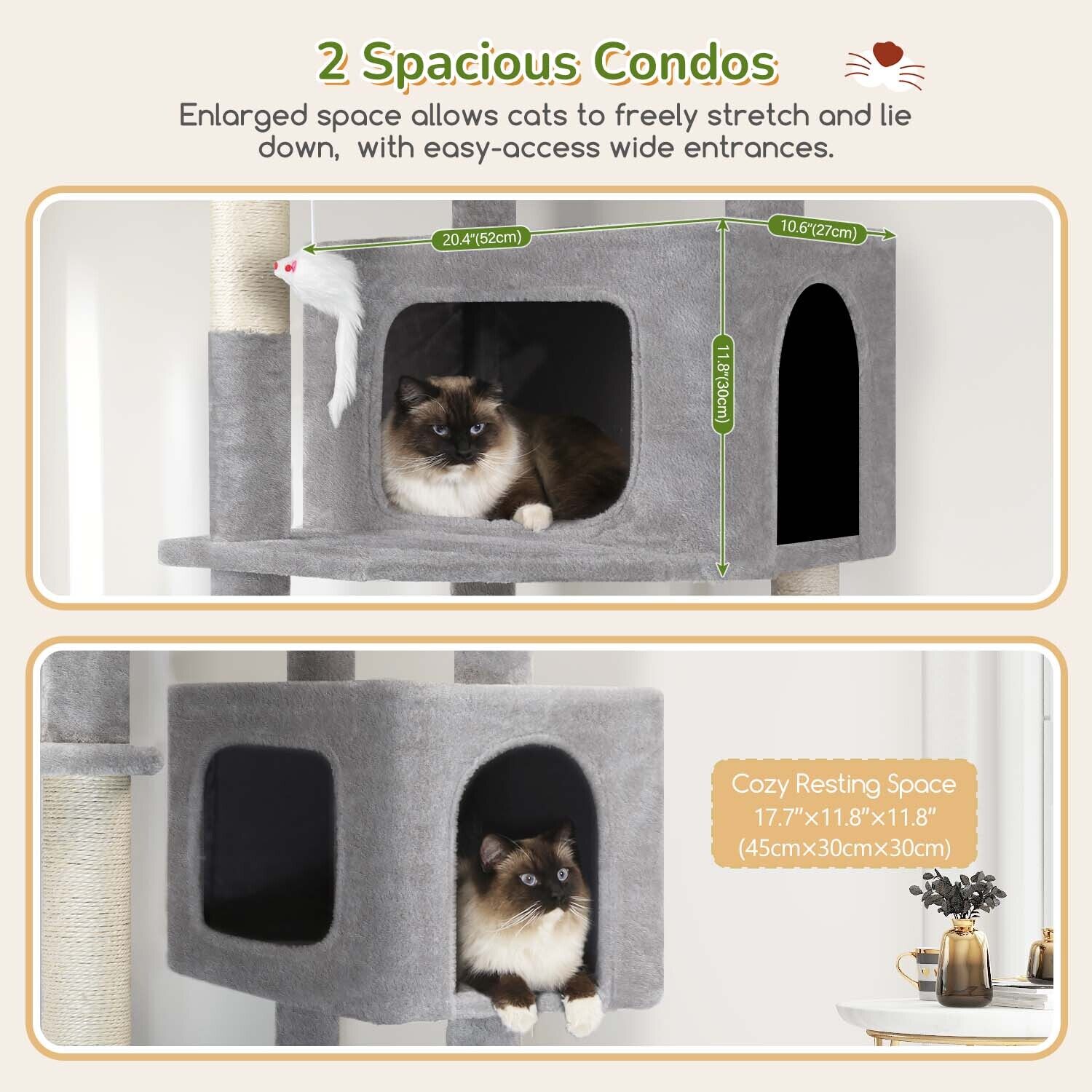 globlazer-f-series-f77b-arbre-chat-77-pouces-gris-clair-grand image 4