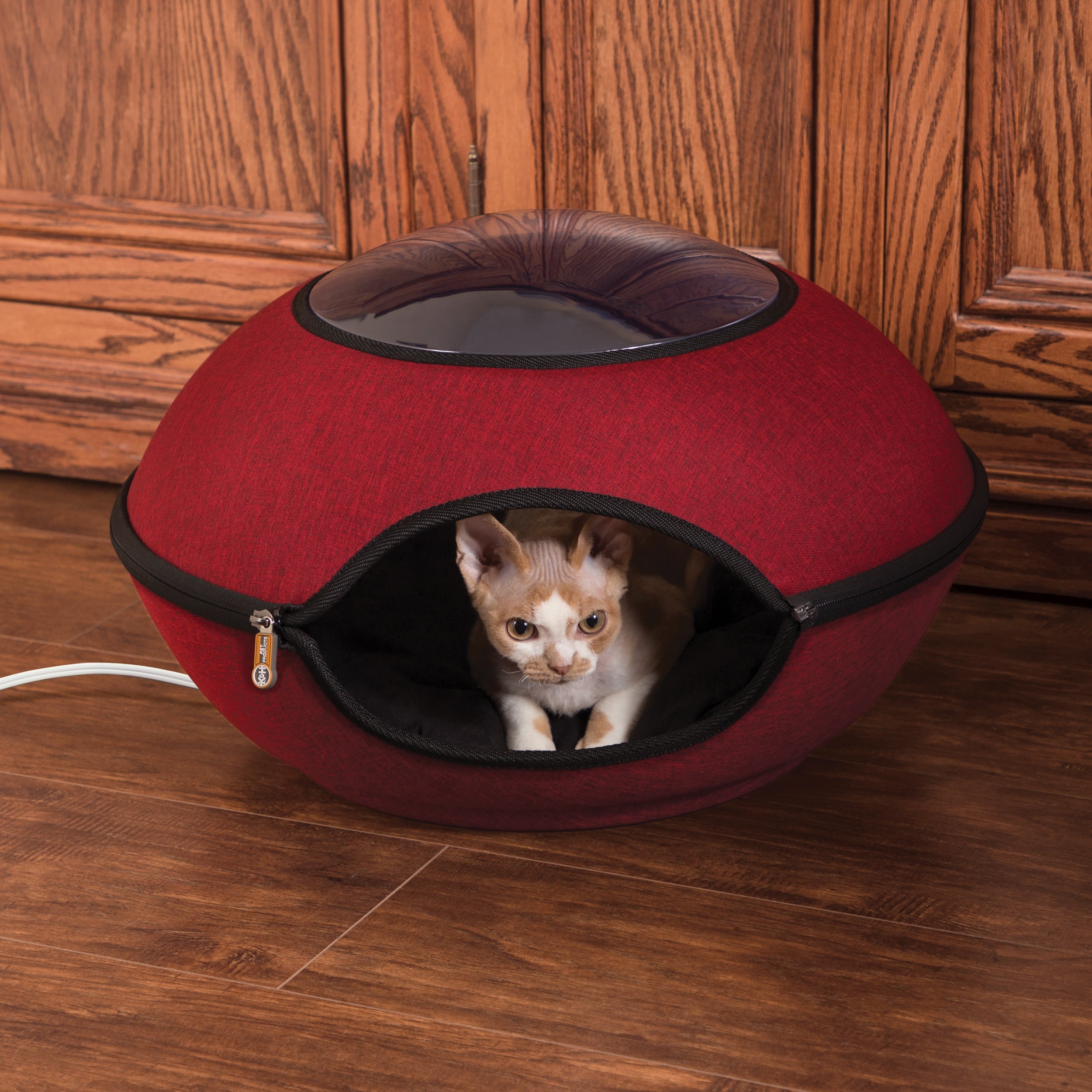 k-h-thermo-lookout-pod-lit-chauffant-chat-gris-rouge-4w image 2