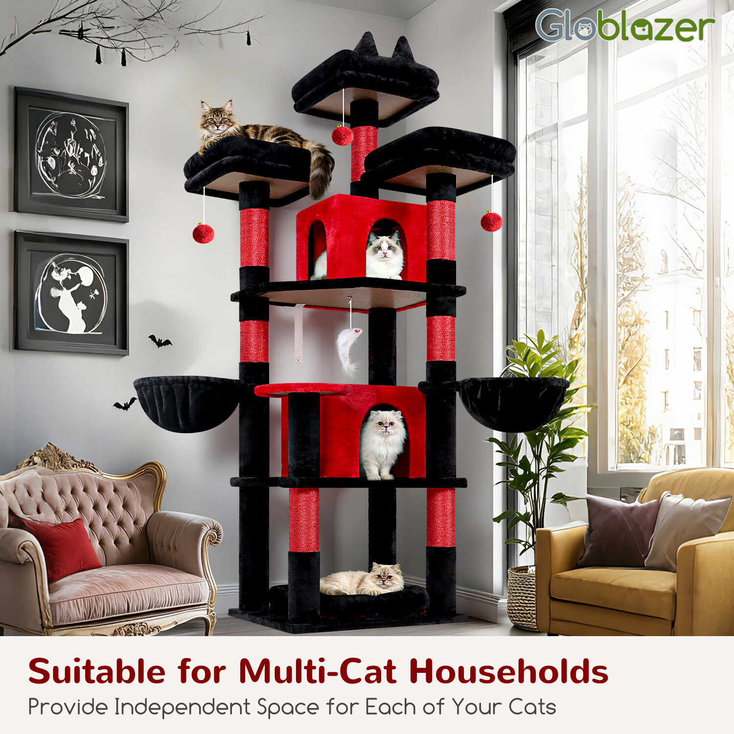 globlazer-f68b-tour-chat-rouge-noir-68-pouces-int-rieur image 8