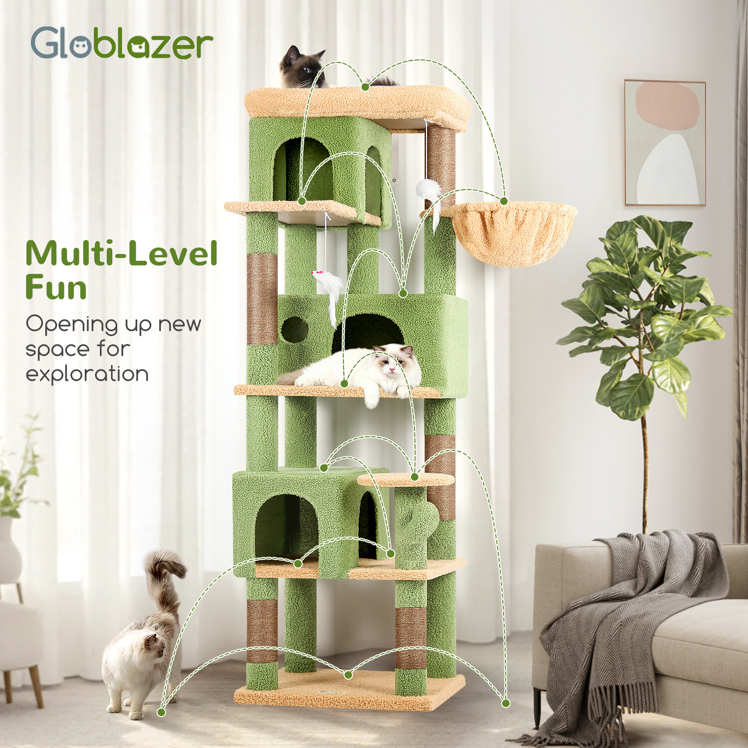 globlazer-f-series-f66-arbre-chat-vert-cactus-168-cm image 8