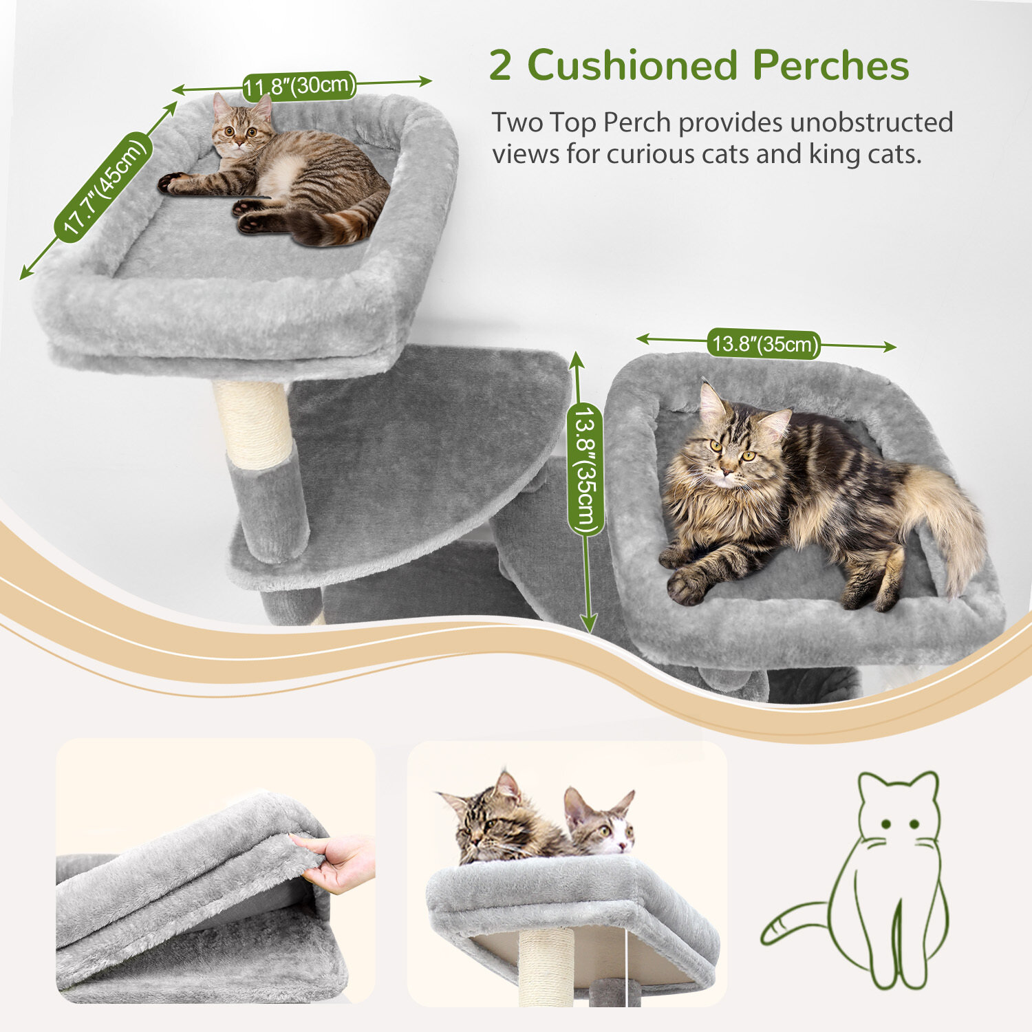 globlazer-s-series-s74e-arbre-chat-gris-clair-74-pouces image 6