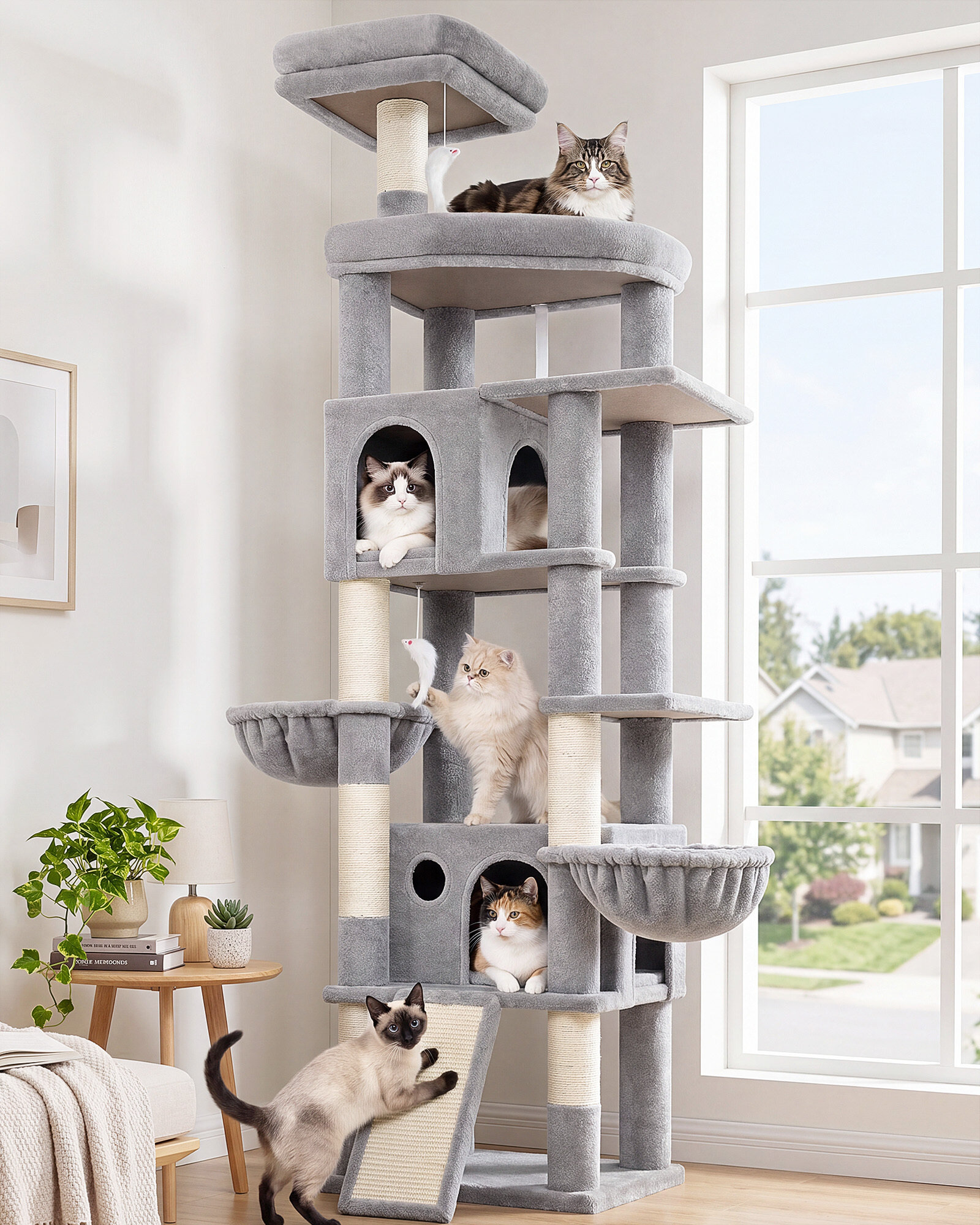 globlazer-f-series-f81h-arbre-chat-gris-clair-81-pouces-stable image 1