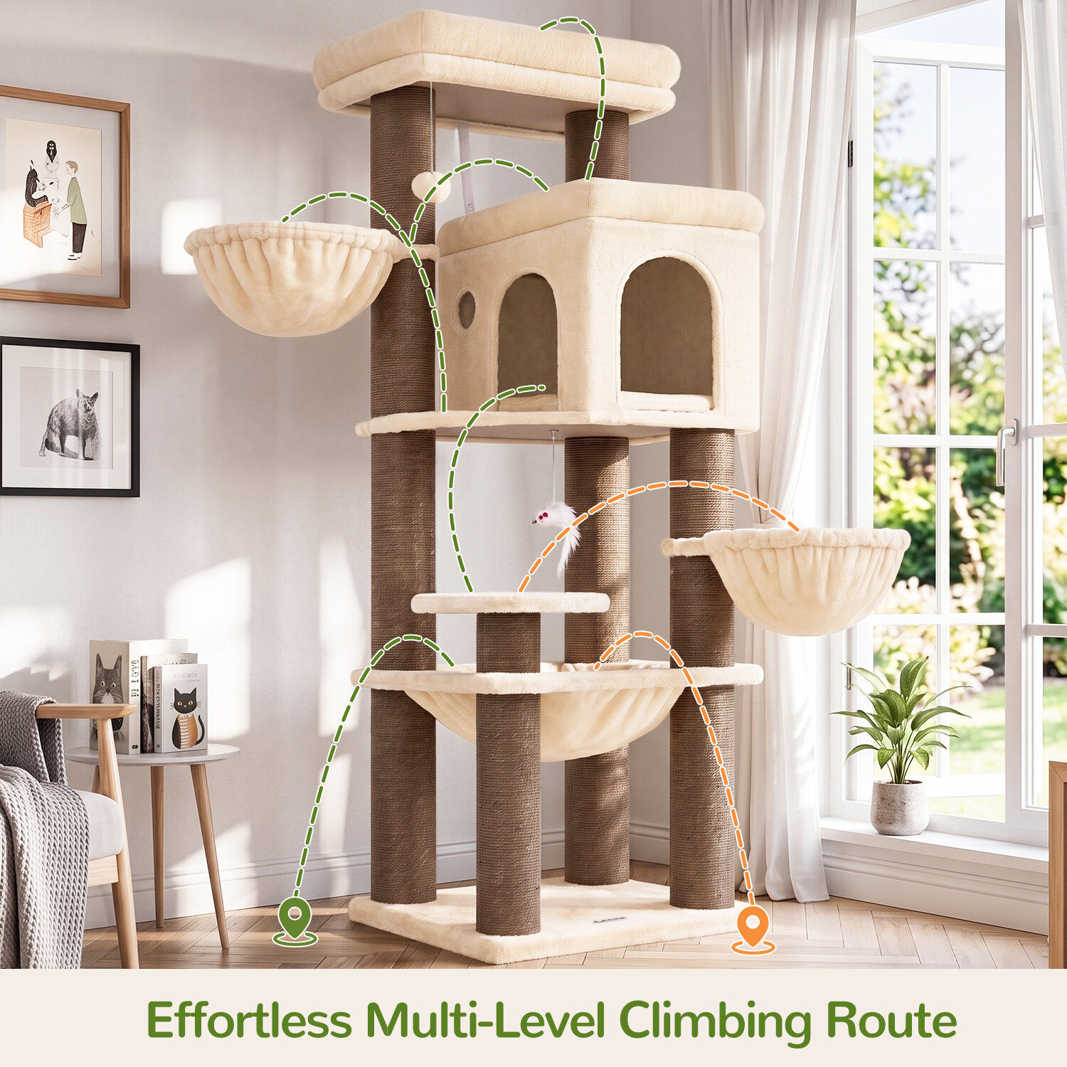 globlazer-s65g-arbre-chat-beige-165-cm-poteaux-pais image 7