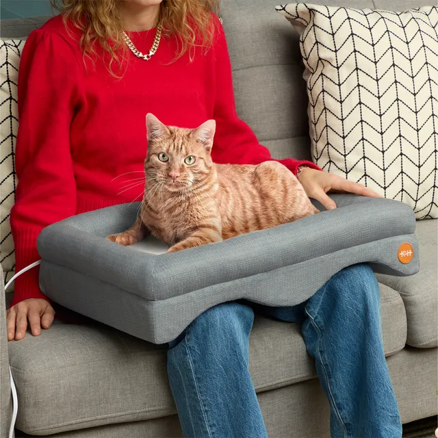 k-h-thermo-pillow-lit-chauffant-chat-genoux-chevron image 1
