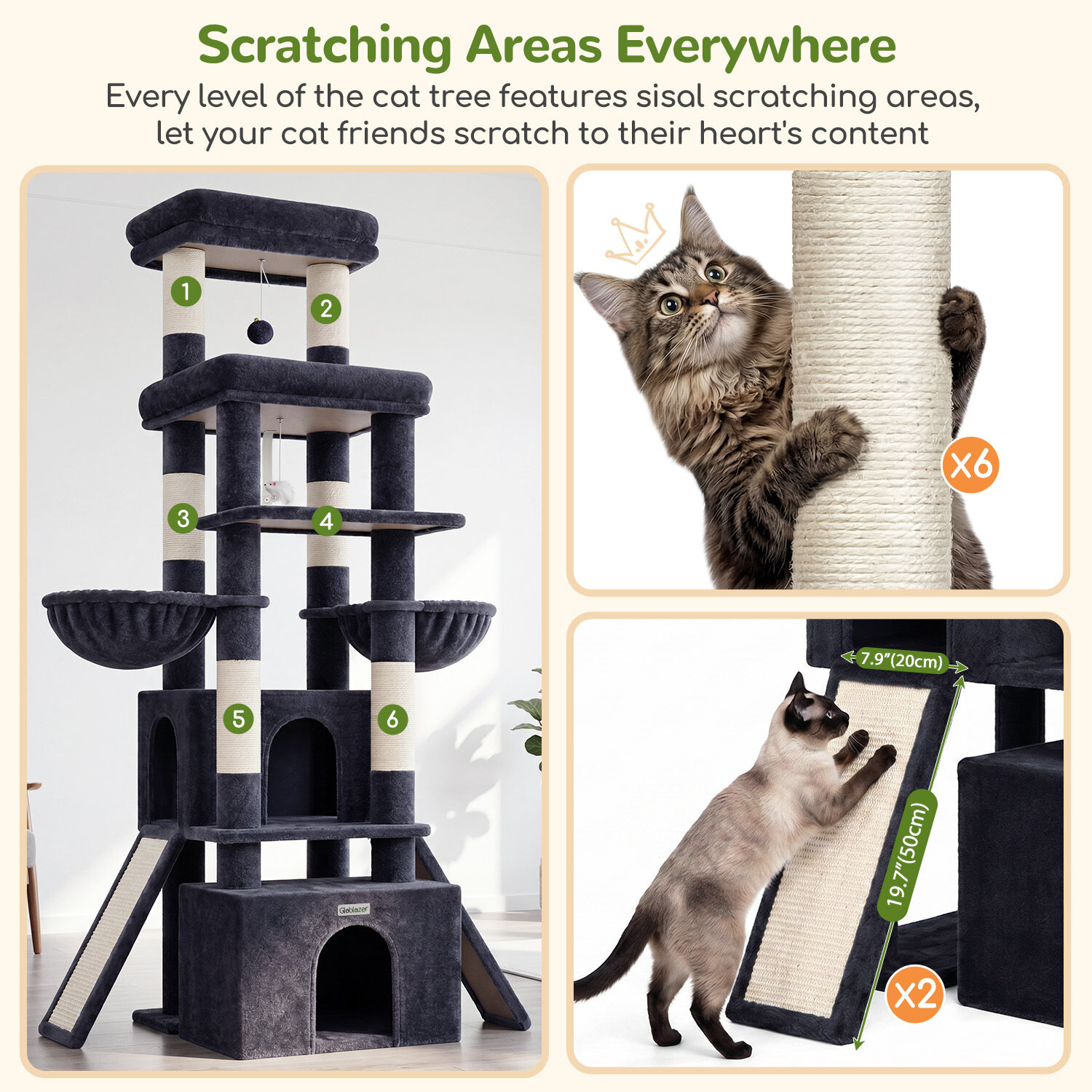 globlazer-f-series-f74g-arbre-chat-gris-fonc-74-pouces image 6