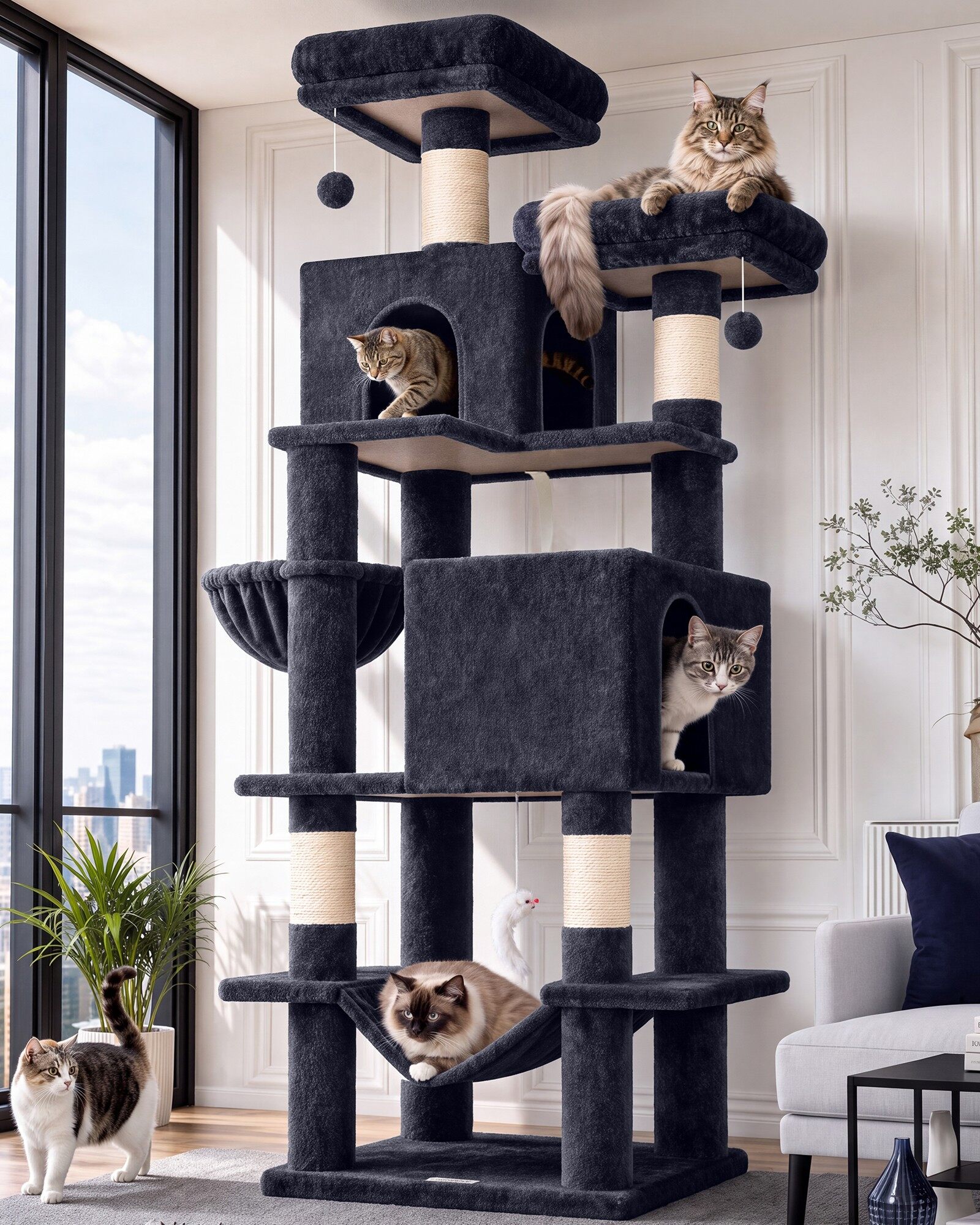 globlazer-f-series-f76-arbre-chat-gris-fonc-76-pouces-adulte image 1