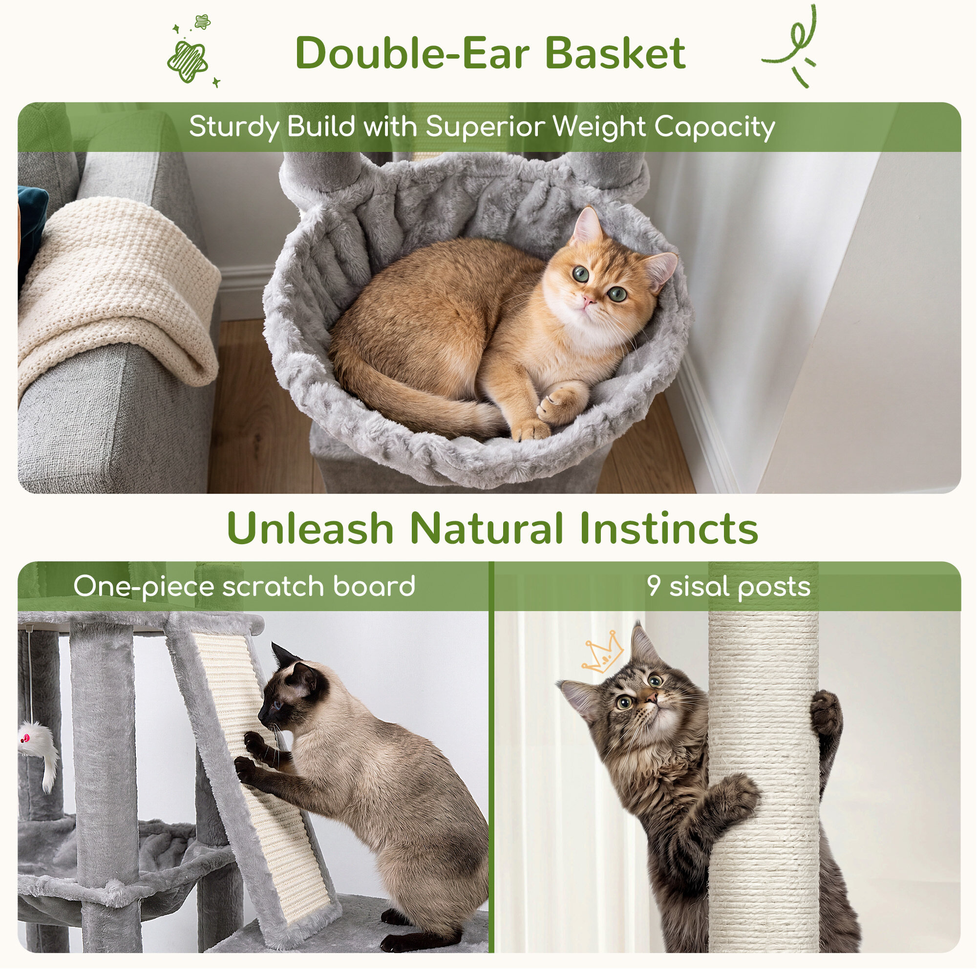 globlazer-s59-arbre-chat-150-cm-gris-clair-compact image 6