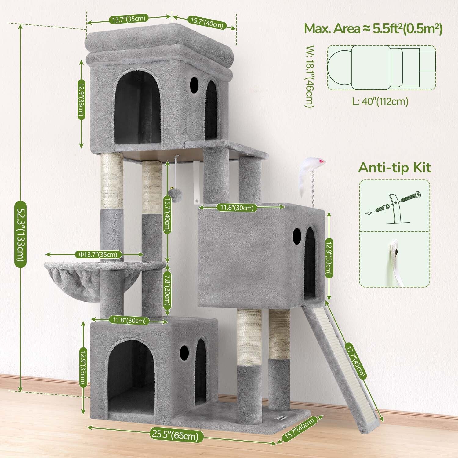 globlazer-f-series-f52b-arbre-chat-gris-clair-52-pouces-niche image 7