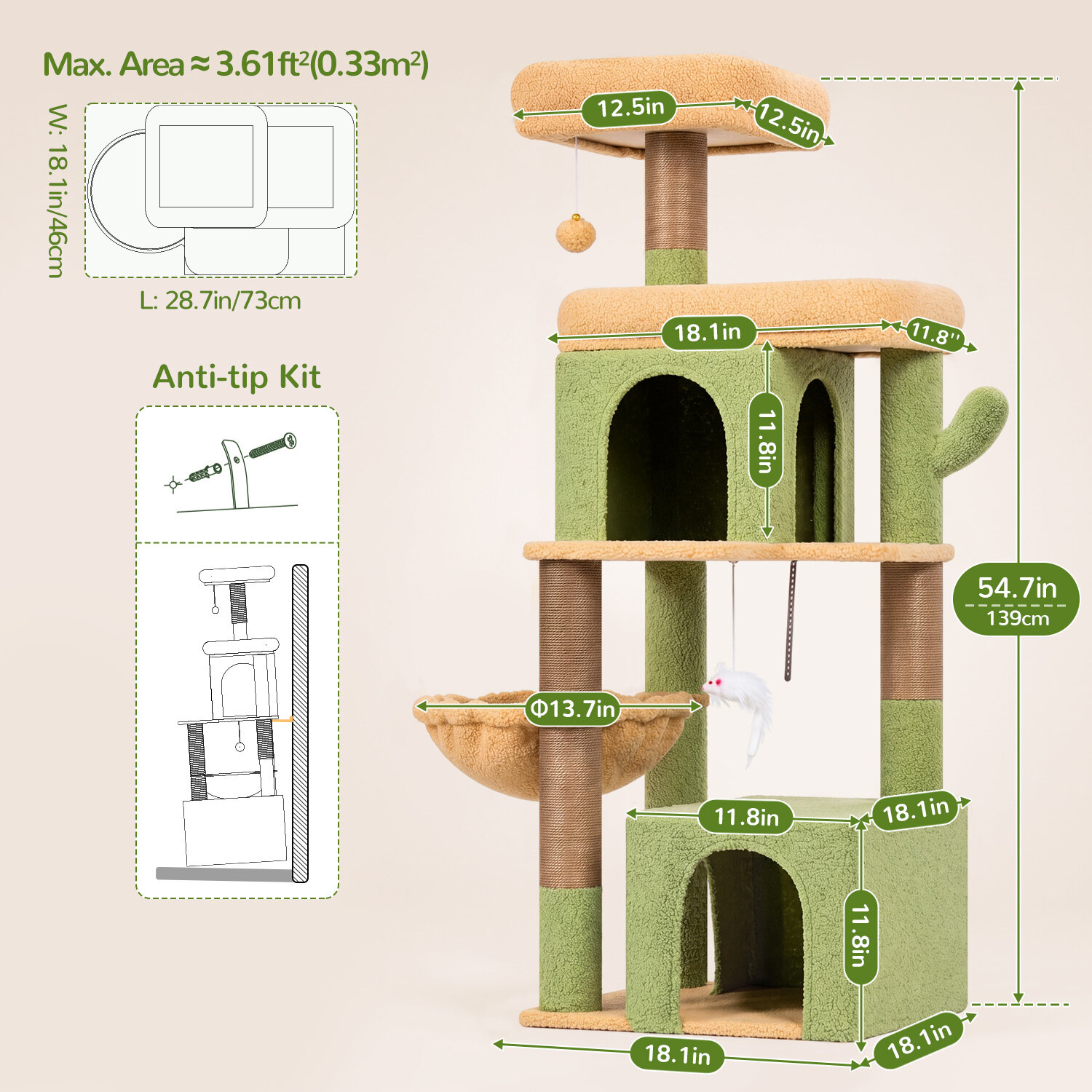 globlazer-f-series-f54-arbre-chat-cactus-vert image 7