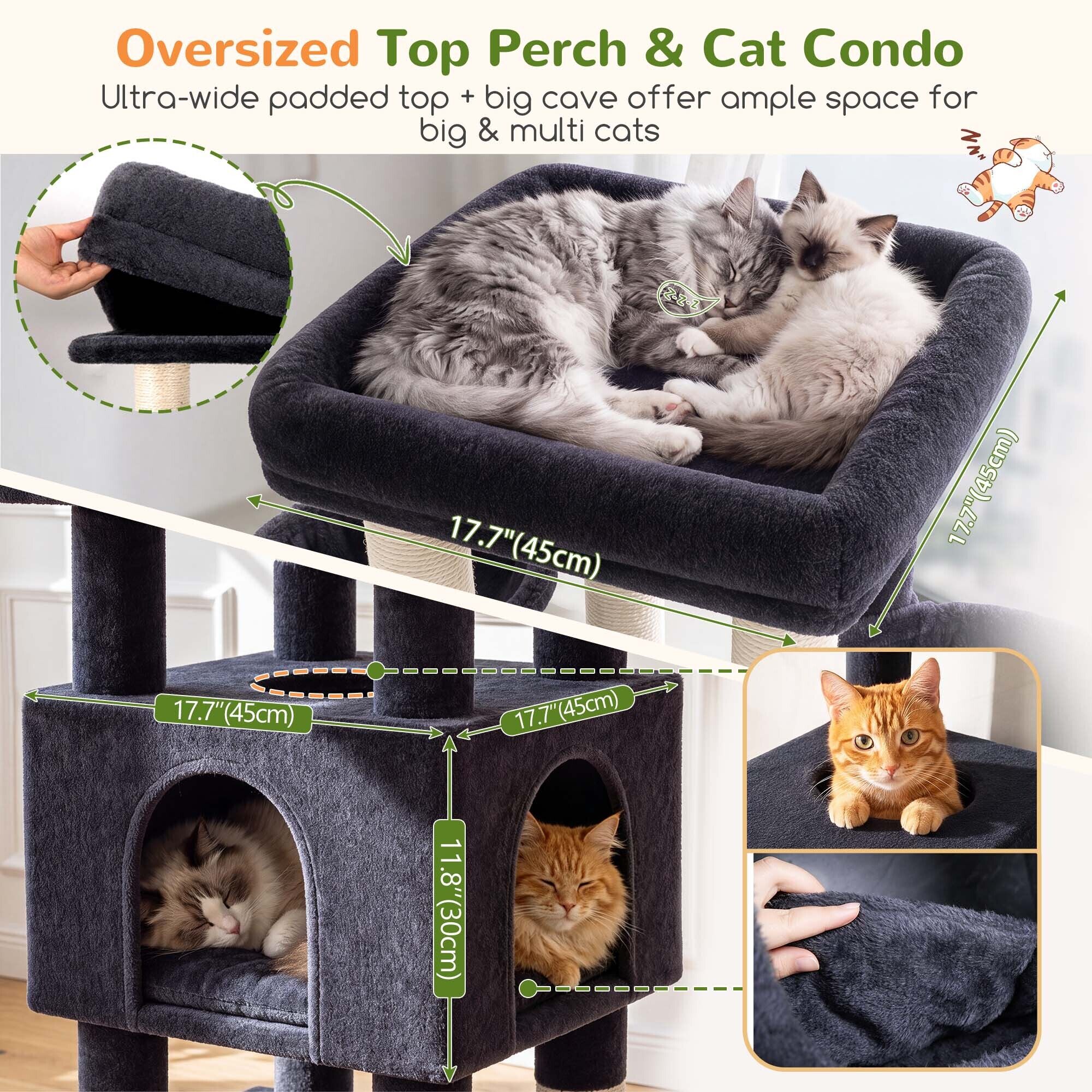 globlazer-s-series-s73b-arbre-chat-gris-fonc-73-pouces-robuste image 3