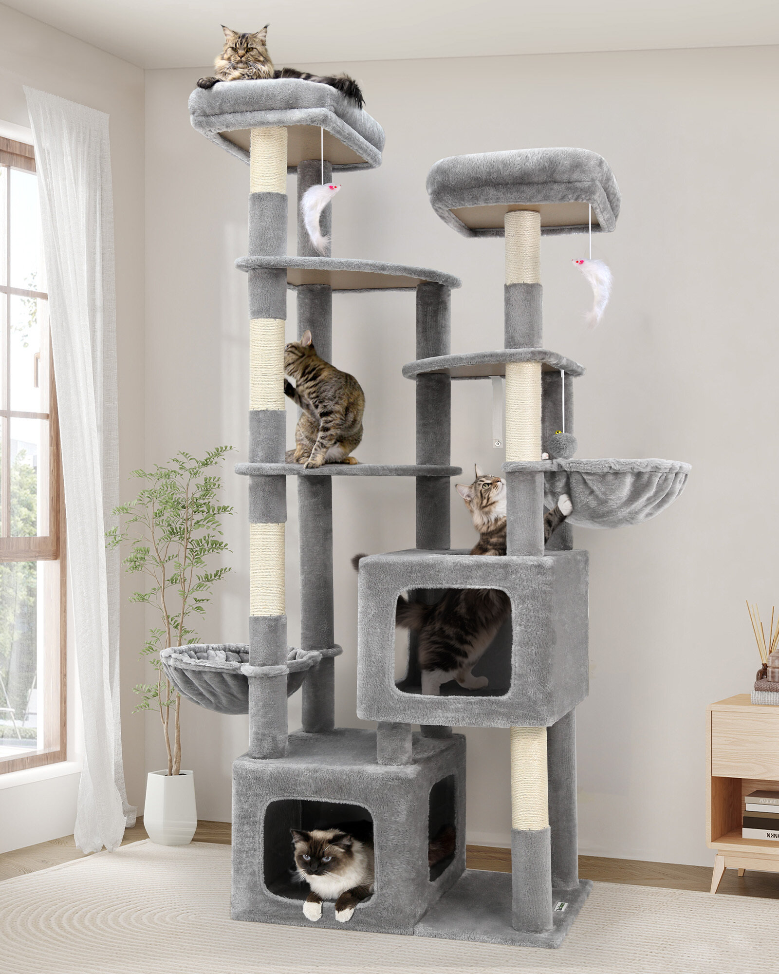 globlazer-s-series-s74e-arbre-chat-gris-clair-74-pouces image 1