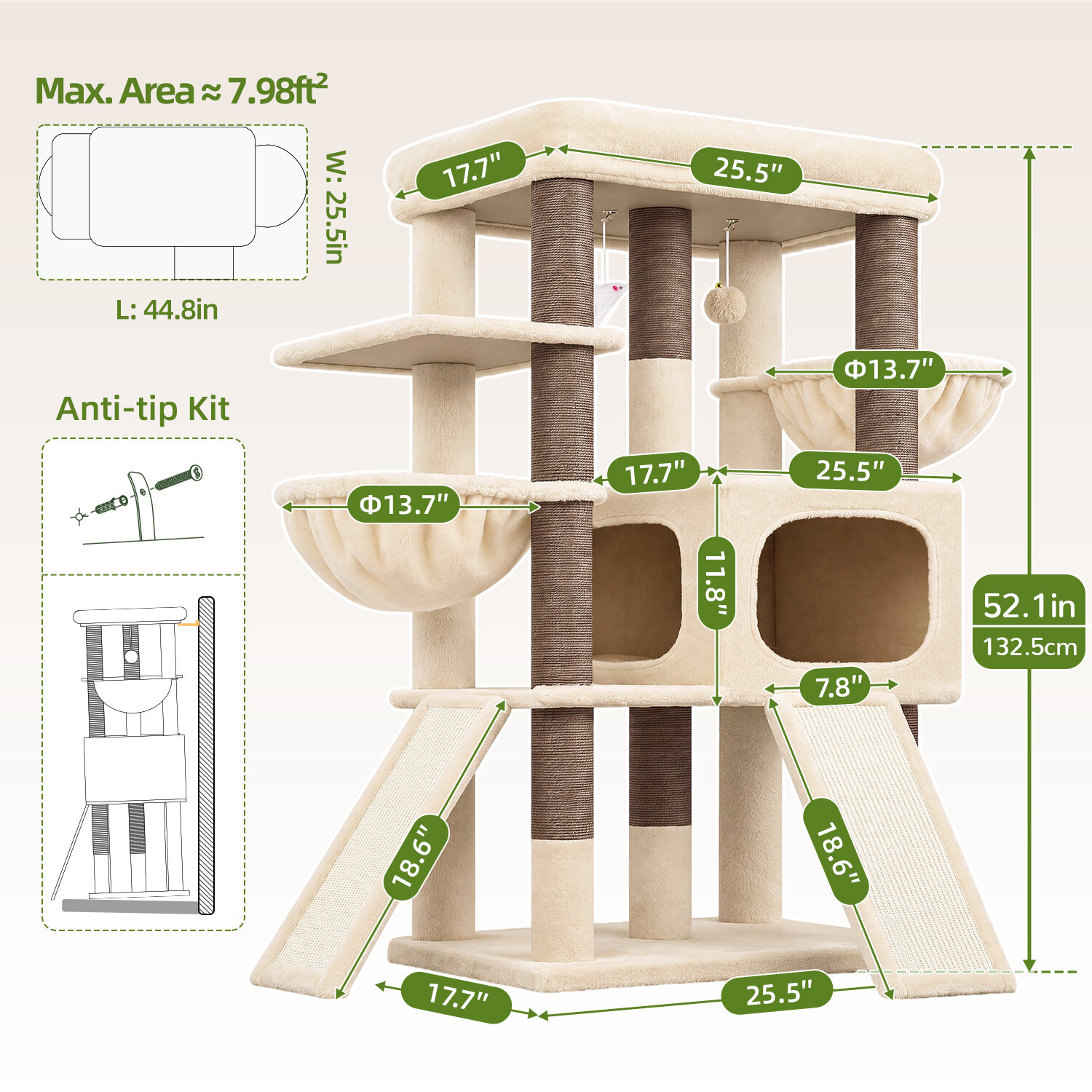 globlazer-s52f-arbre-chat-perchoir-large-robuste-beige image 7