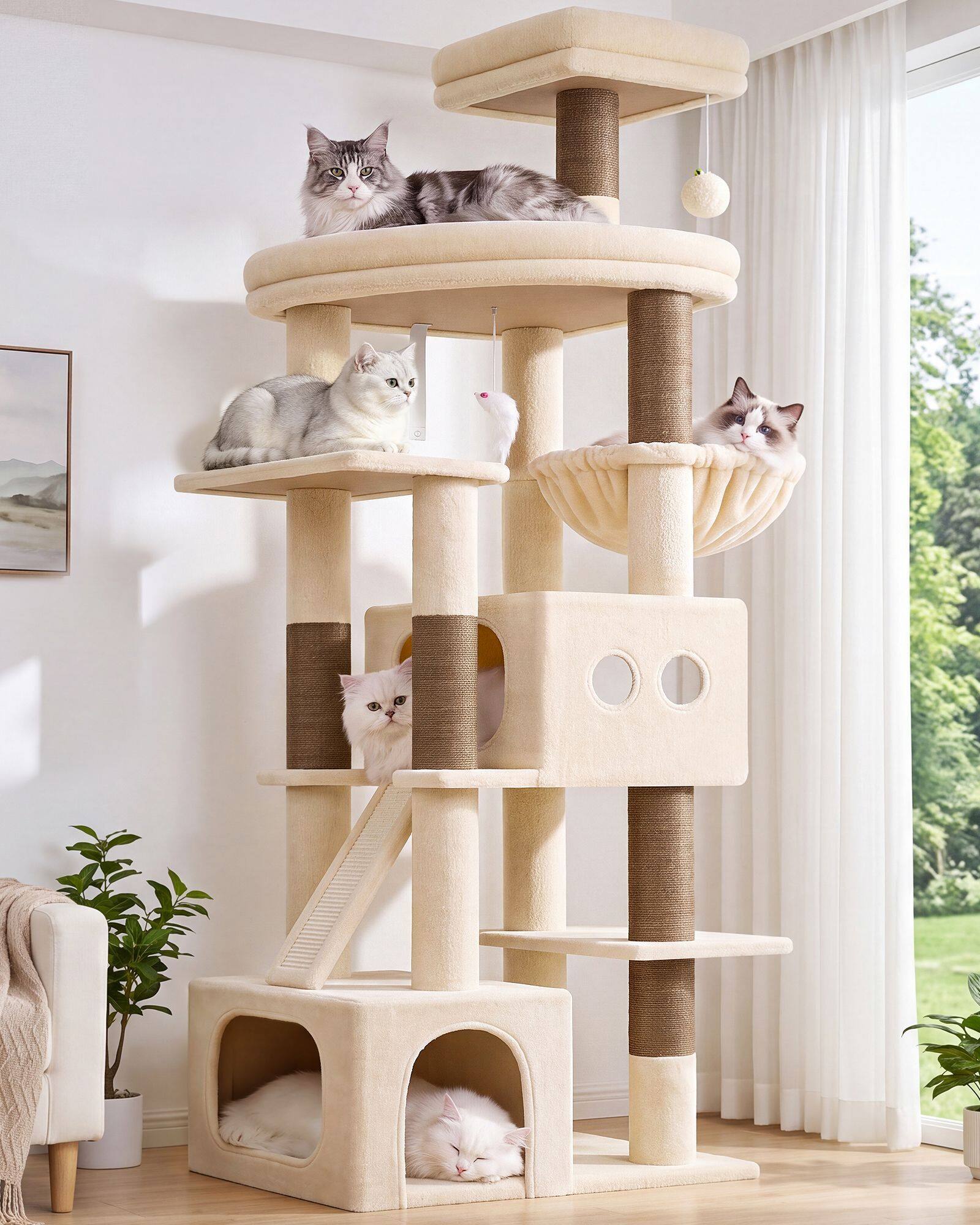 globlazer-f-series-f74-arbre-chat-beige-74-pouces-robuste image 1
