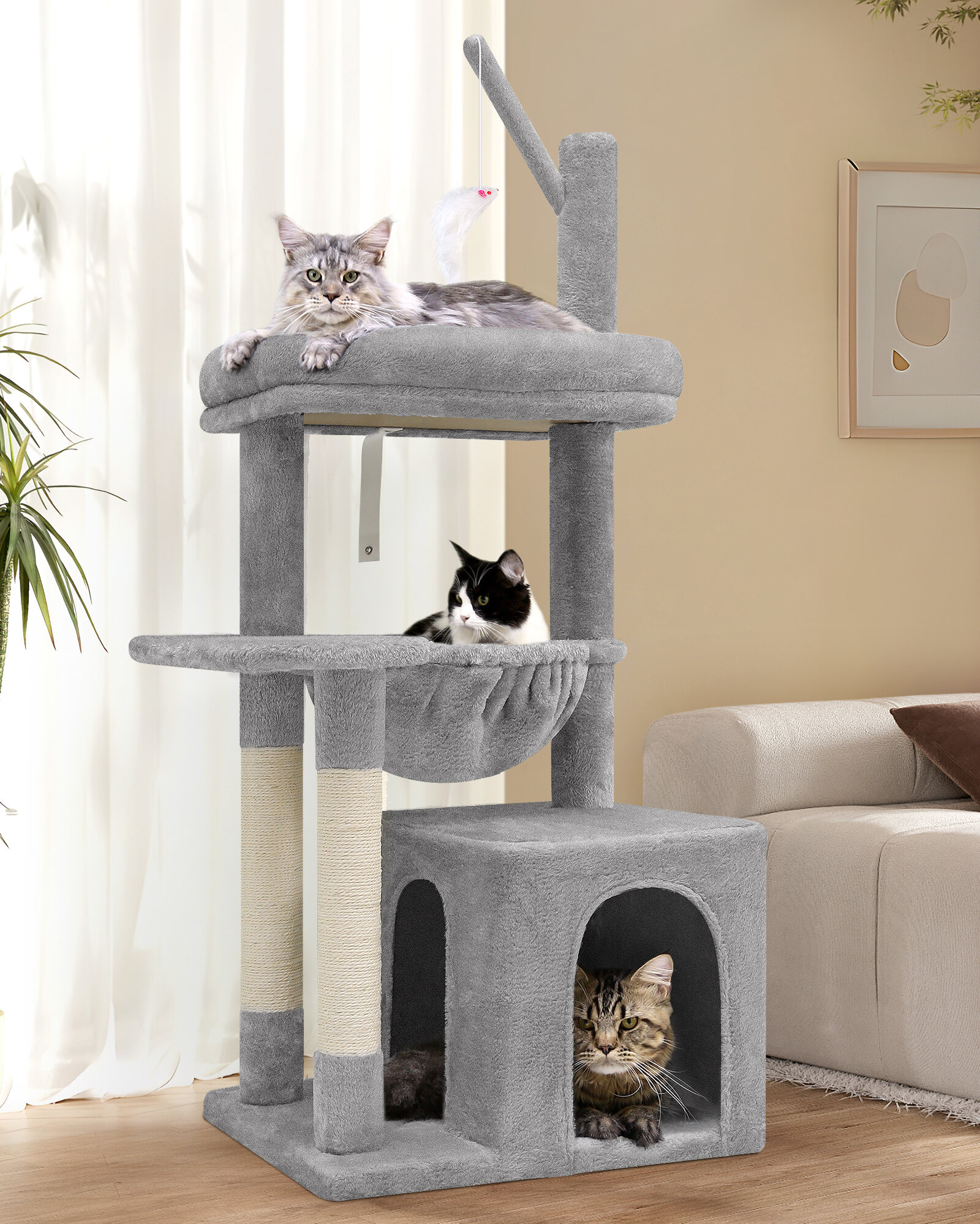 globlazer-f46a-arbre-chat-gris-clair-46-pouces-moyen image 1