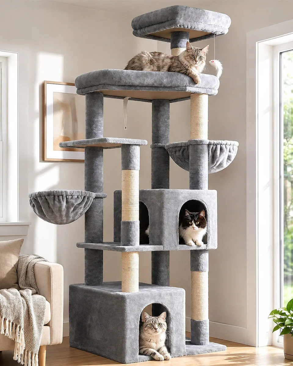 globlazer-s68-arbre-chat-gris-clair-68-pouces-grand image 1