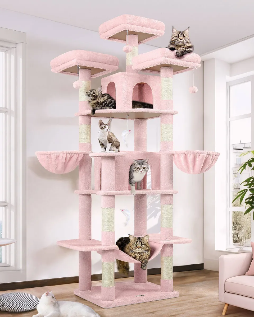 globlazer-f-series-f80-arbre-chat-rose-80-pouces-grand-chat image 1