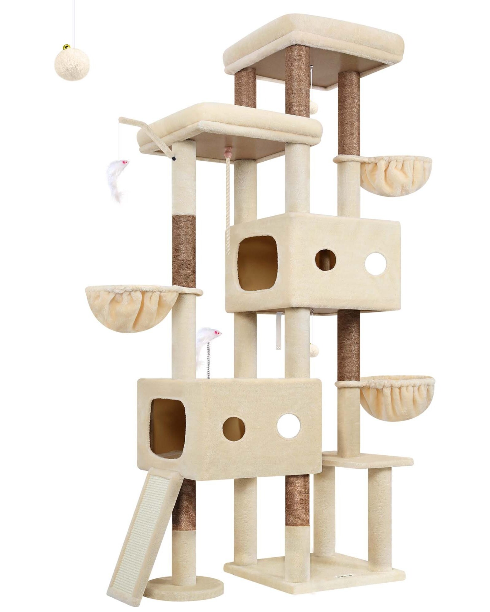 globlazer-f81d-arbre-chat-beige-206-cm-grand image 2