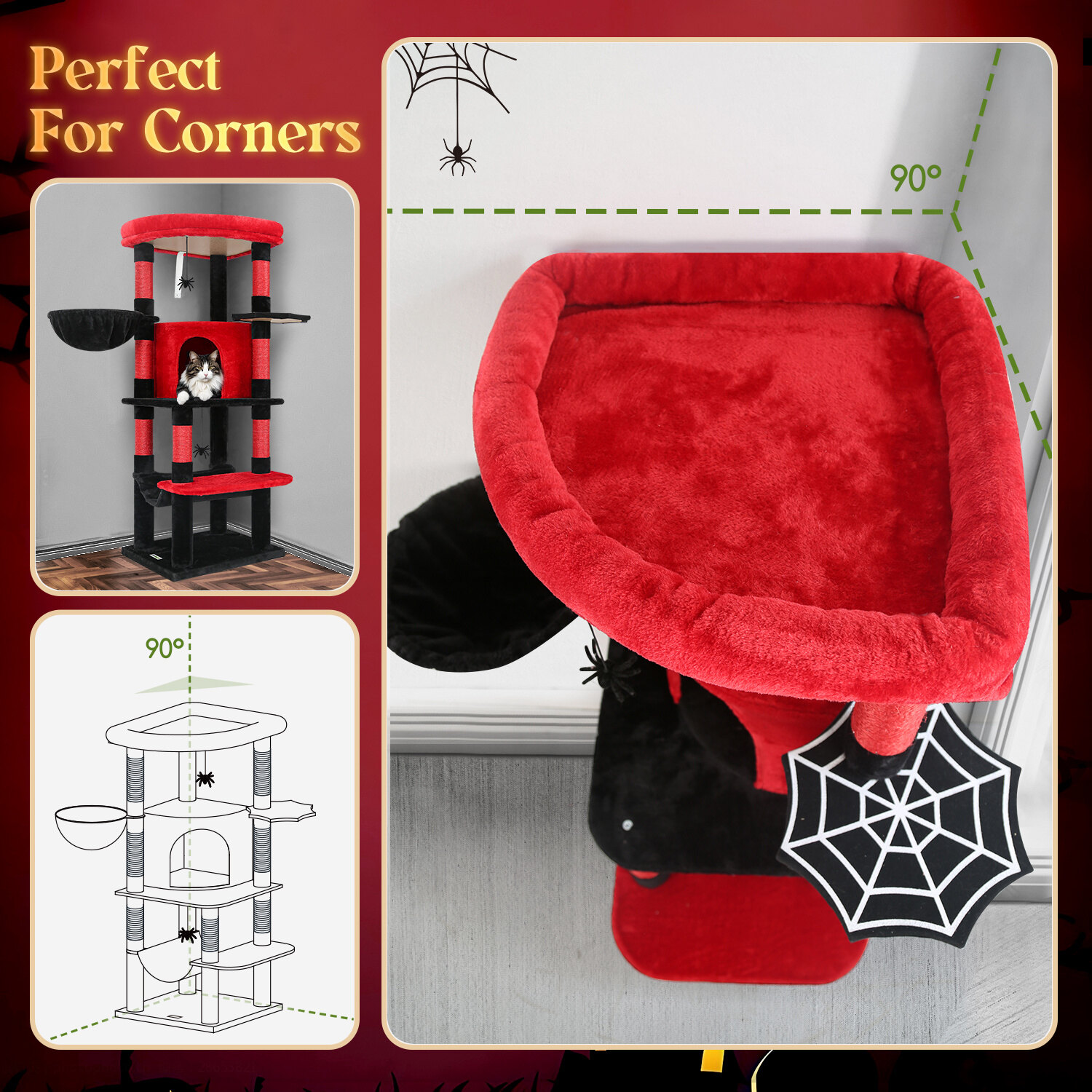 globlazer-c-series-c51-arbre-chat-noir-rouge-51-pouces-gothique image 3