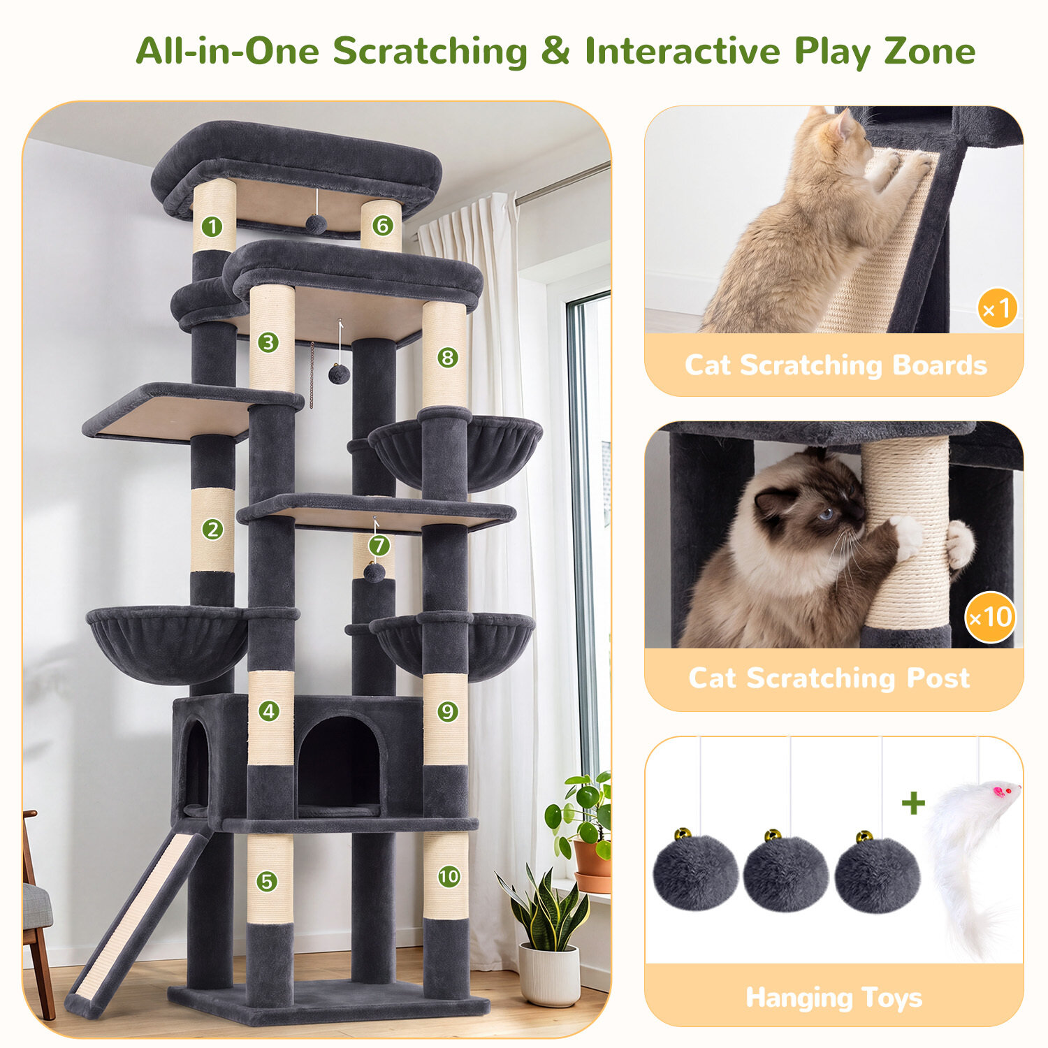 globlazer-s-series-s79c-arbre-chat-gris-fonc-79-pouces-robuste image 7