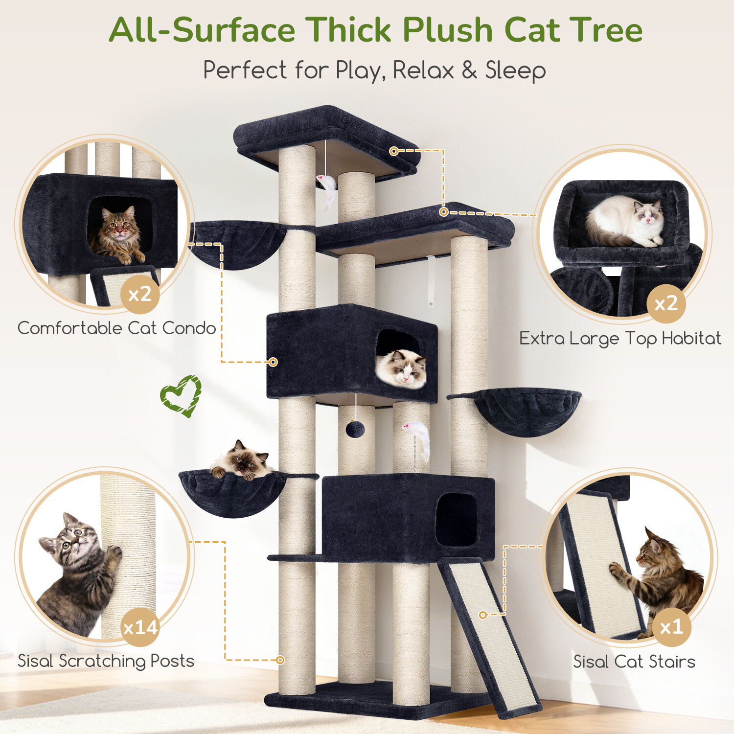 globlazer-s84-arbre-chat-213-cm-gris-fonc-robuste image 3