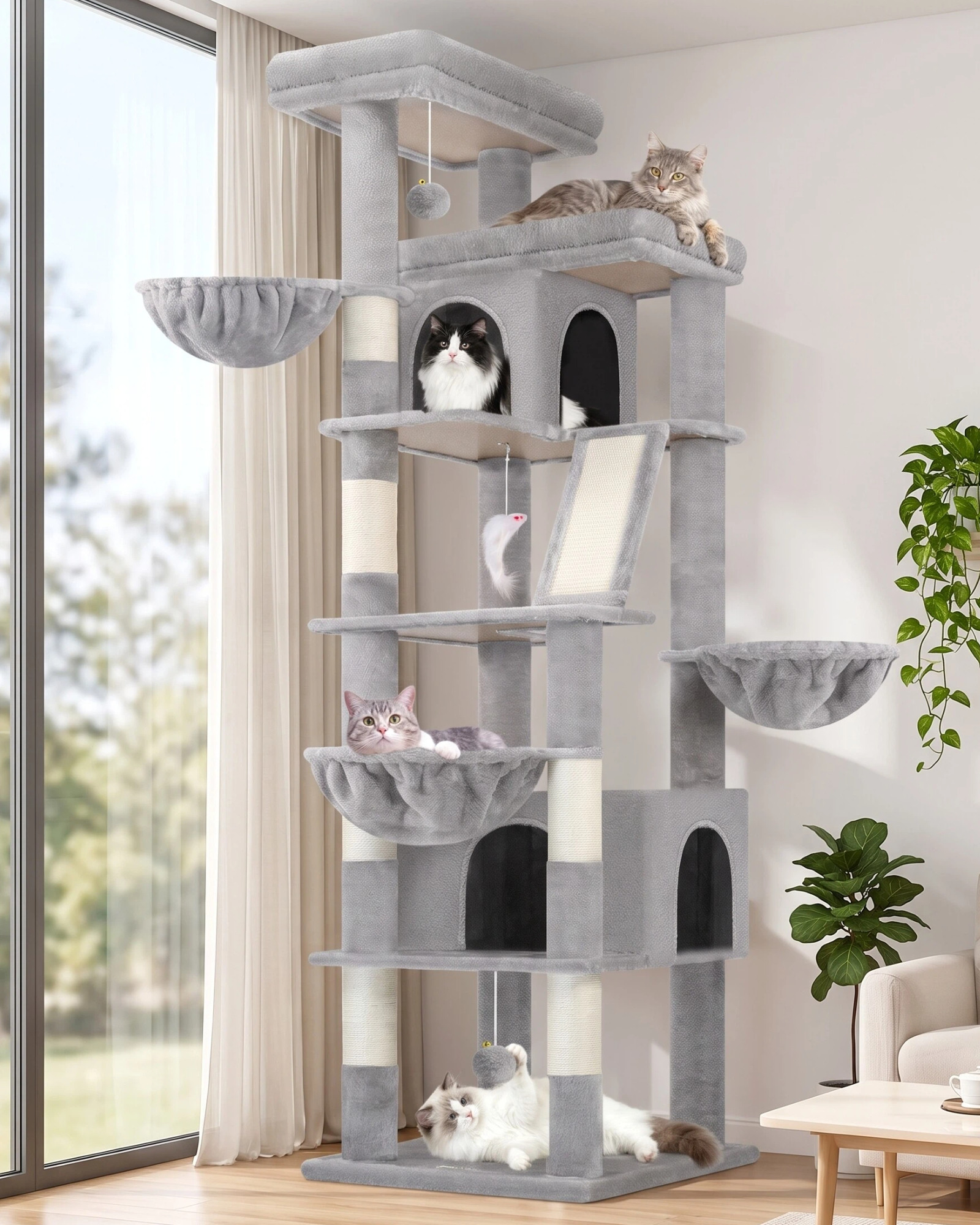 globlazer-s80g-arbre-chat-80-pouces-gris-clair-robuste image 1