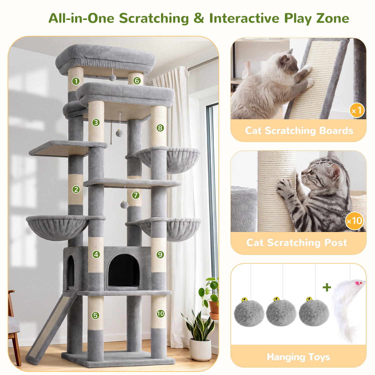 globlazer-s-series-s79c-arbre-chat-gris-clair-79-pouces-robuste image 7