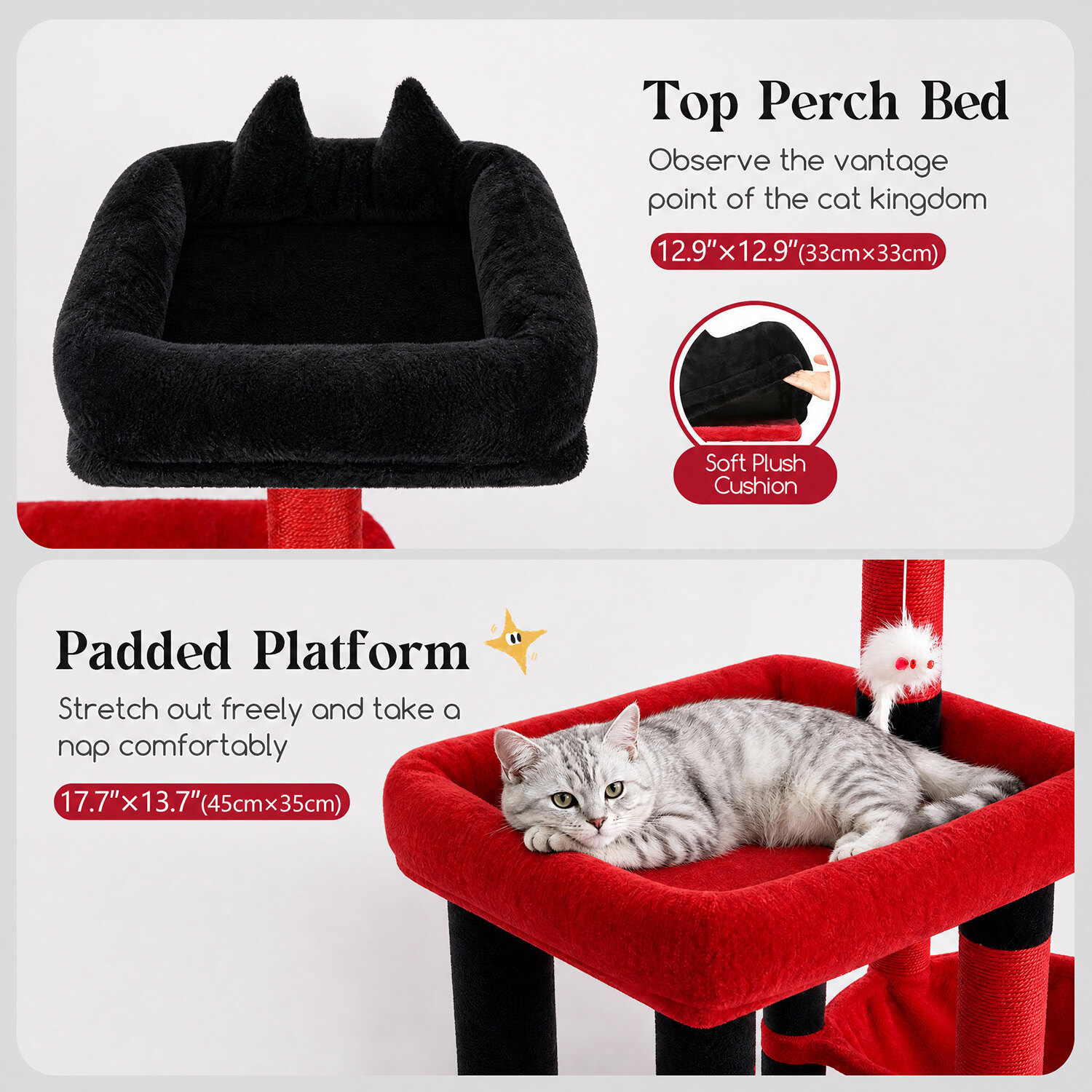 globlazer-s52-arbre-chat-52-pouces-rouge-noir image 3