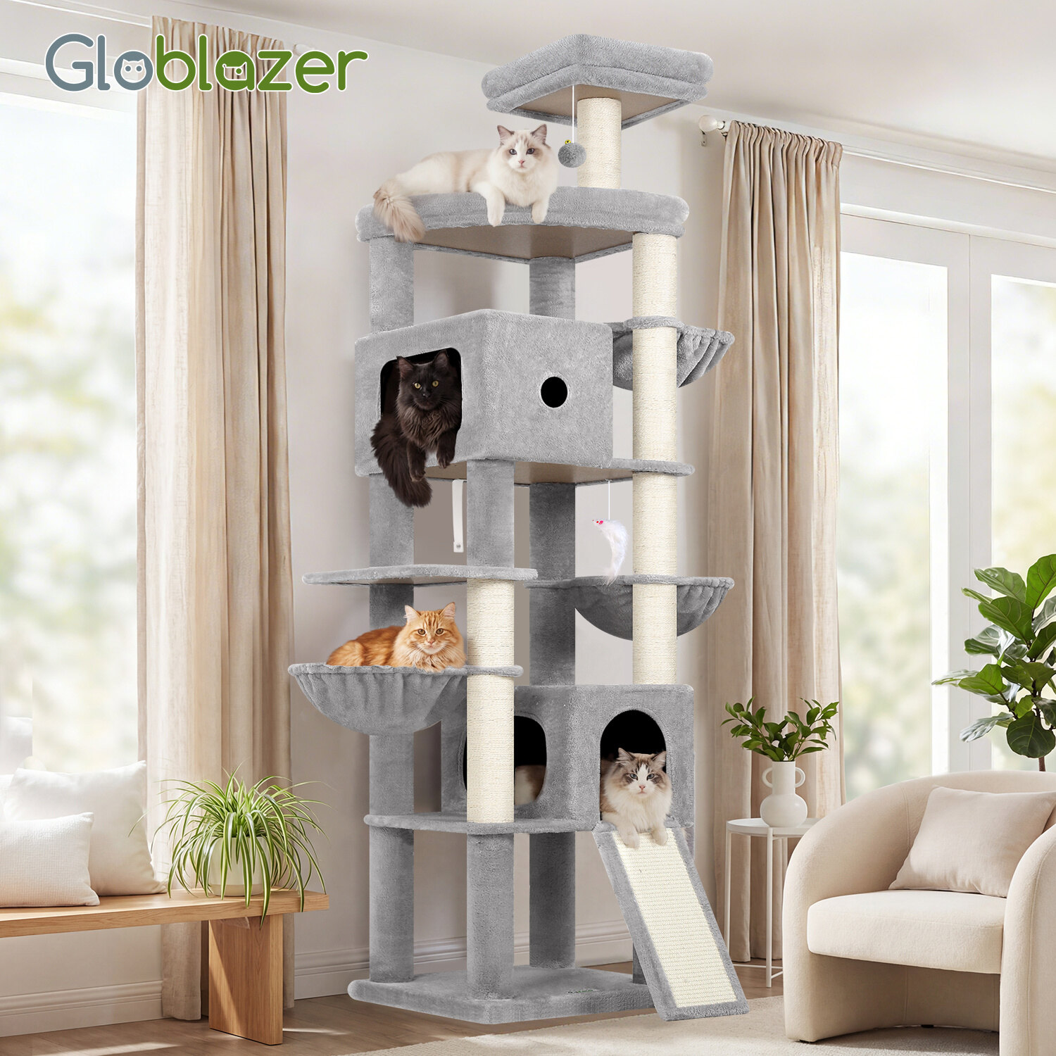 globlazer-f83c-arbre-chat-gris-clair-83-pouces-xxl image 8