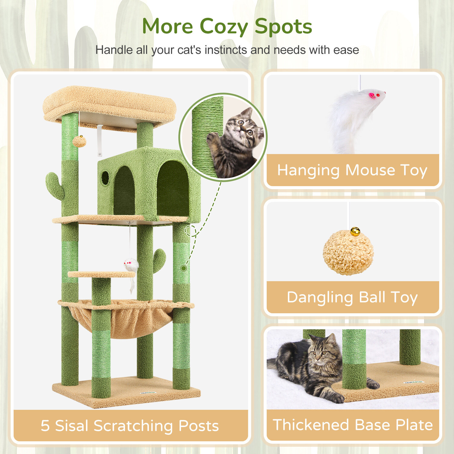 globlazer-f-series-f53-arbre-chat-vert-cactus-135-cm image 6