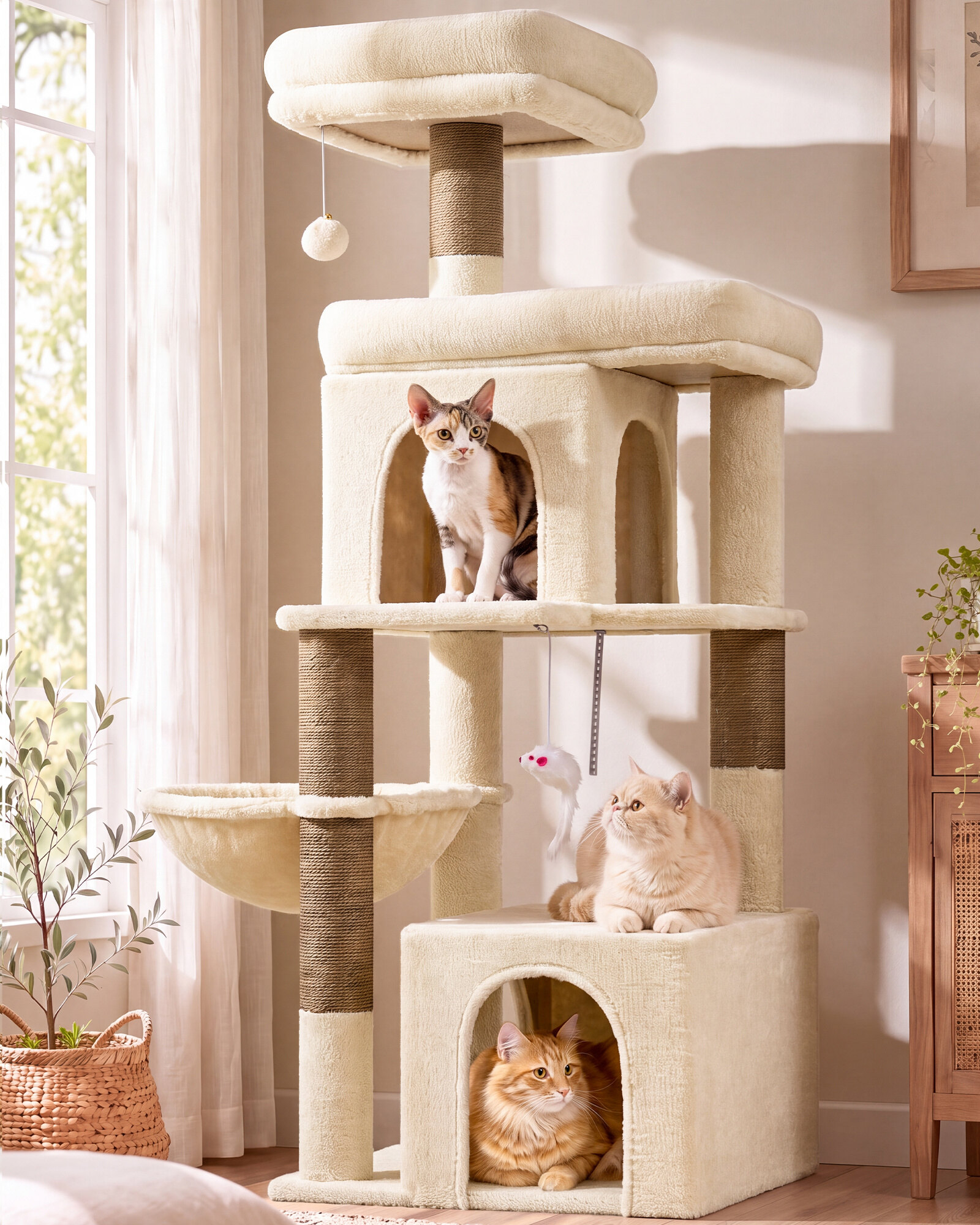 globlazer-f-series-f54-arbre-chat-beige-2-niches-chaton image 1