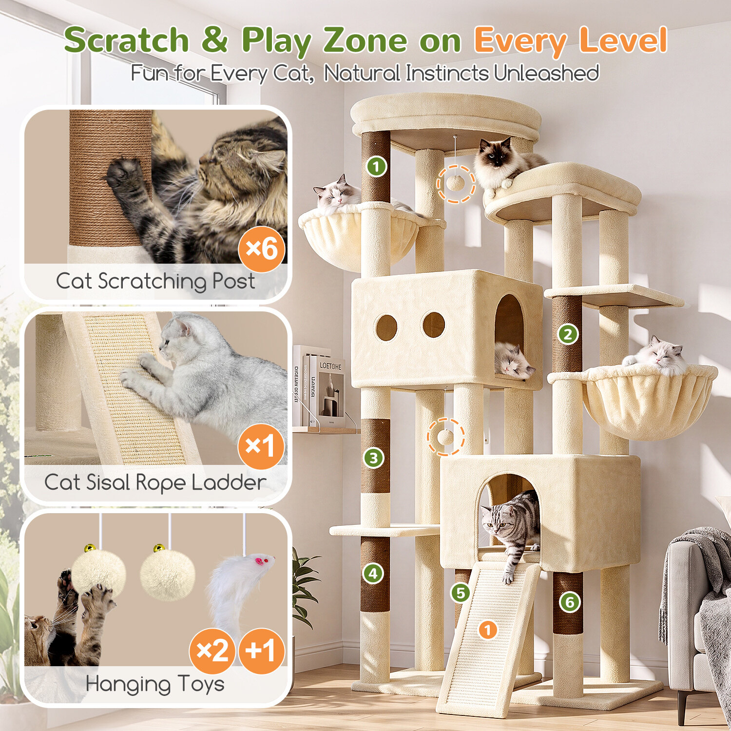 globlazer-s76e-arbre-chat-beige-193-cm image 6