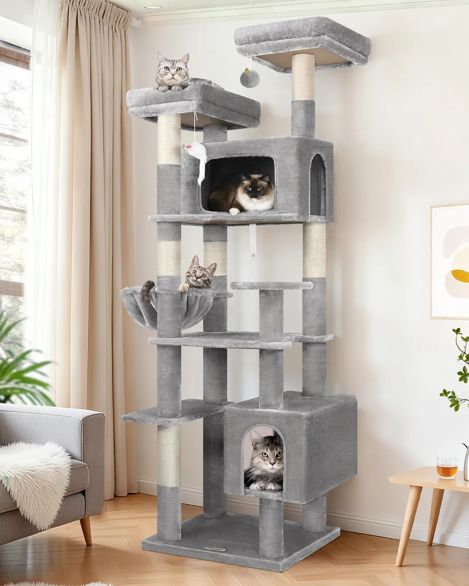 globlazer-f-series-f77b-arbre-chat-77-pouces-gris-clair-grand image 1