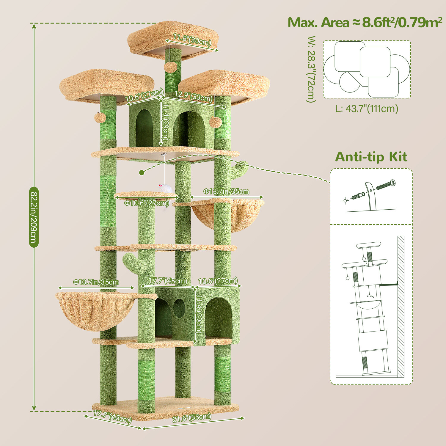 globlazer-f82-arbre-chat-cactus-vert-82-pouces-haut image 8