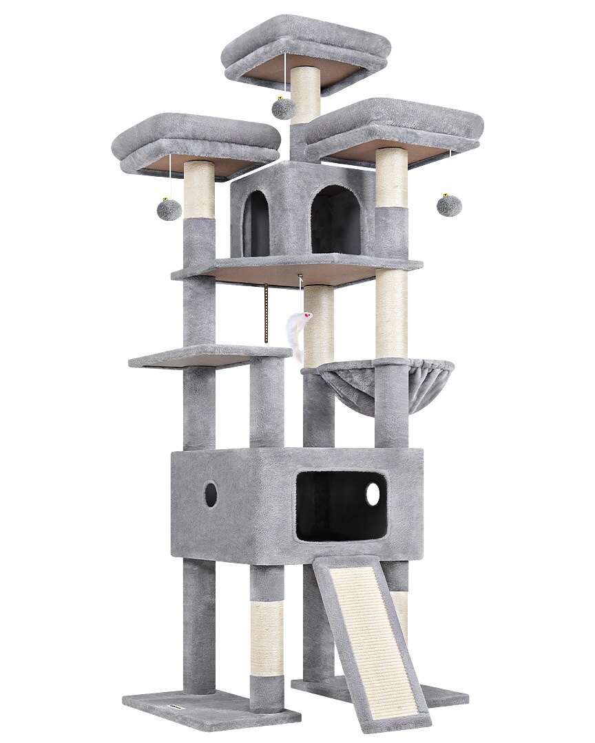 globlazer-f75-arbre-chat-75-pouces-gris-clair-grand image 2