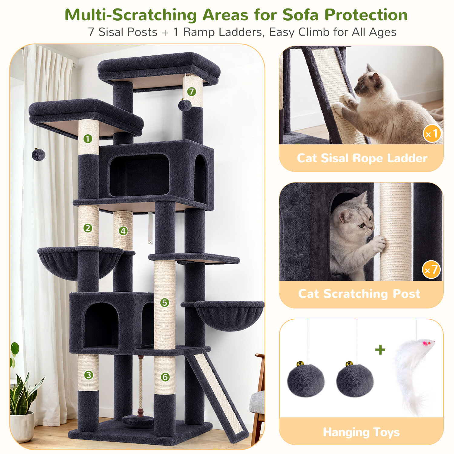 globlazer-f-series-f75b-arbre-chat-gris-fonc-75-pouces-haut image 7
