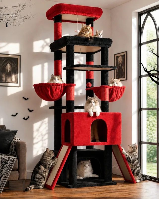 globlazer-z78-arbre-chat-rouge-noir-78-pouces-grand image 1