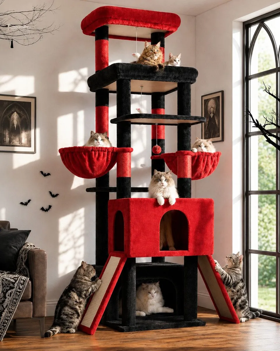 globlazer-z78-arbre-chat-rouge-noir-78-pouces-grand image 1