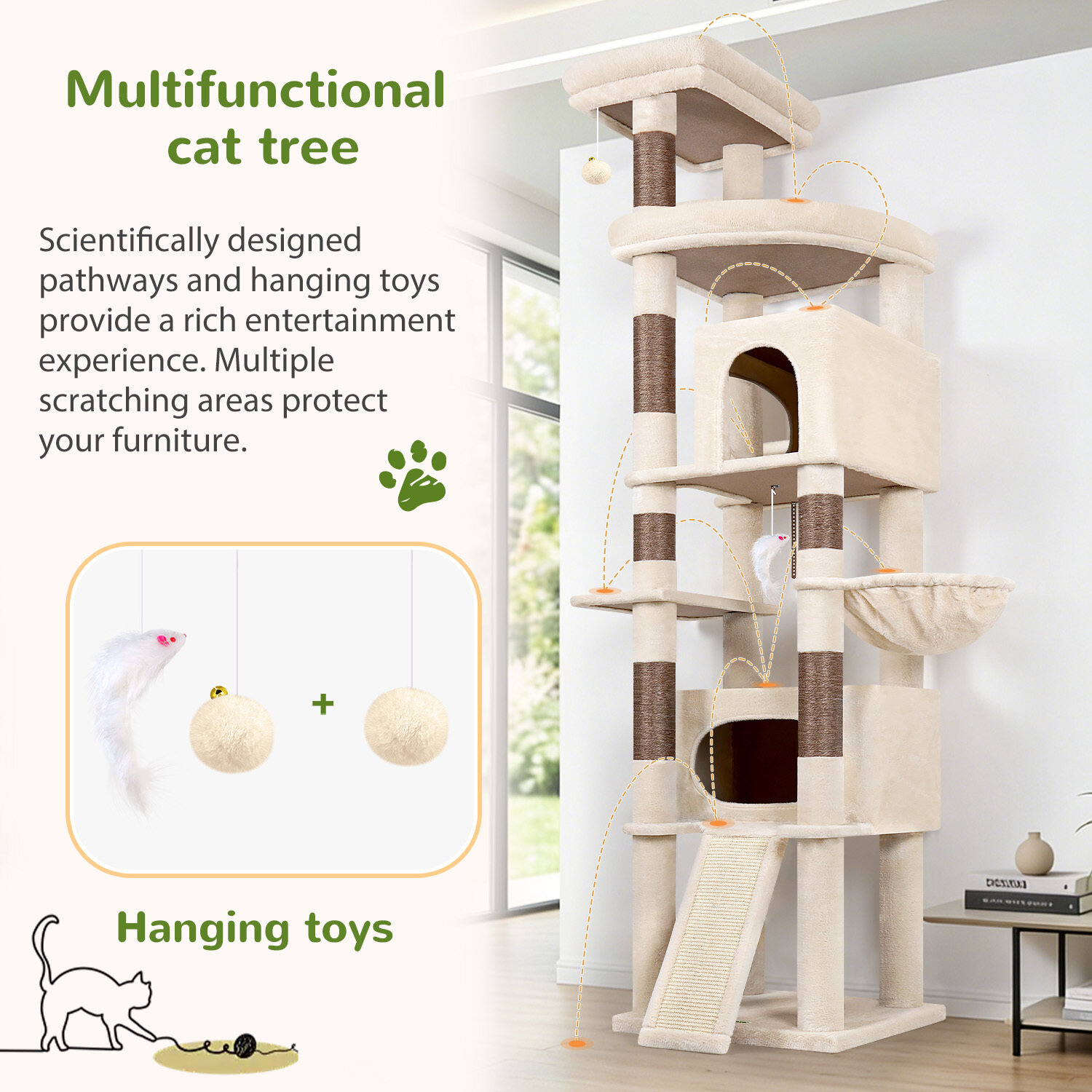 globlazer-f84b-f-series-arbre-chat-beige-84-pouces-grand image 6