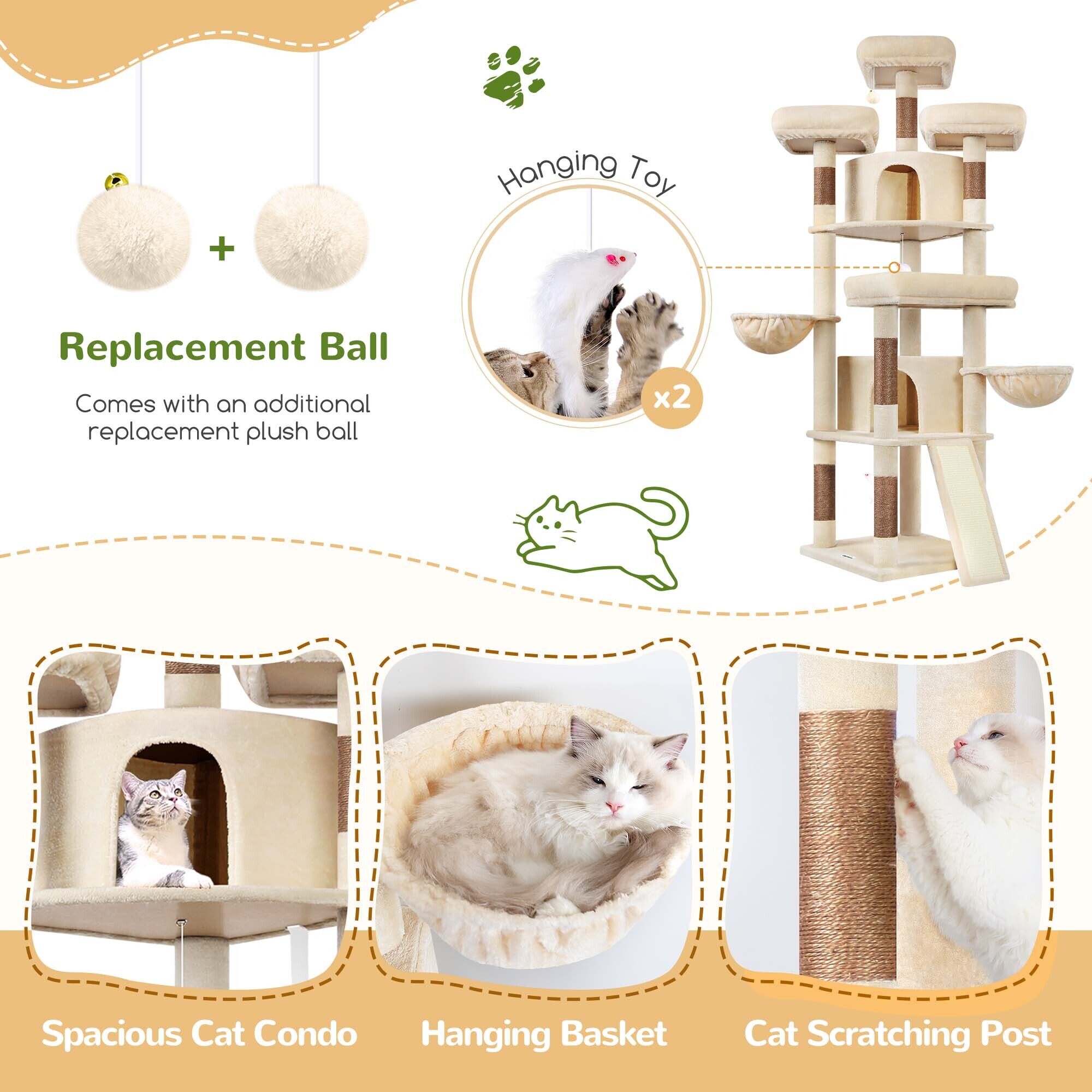 globlazer-f80h-arbre-chat-beige-203-cm-grand-chat image 6