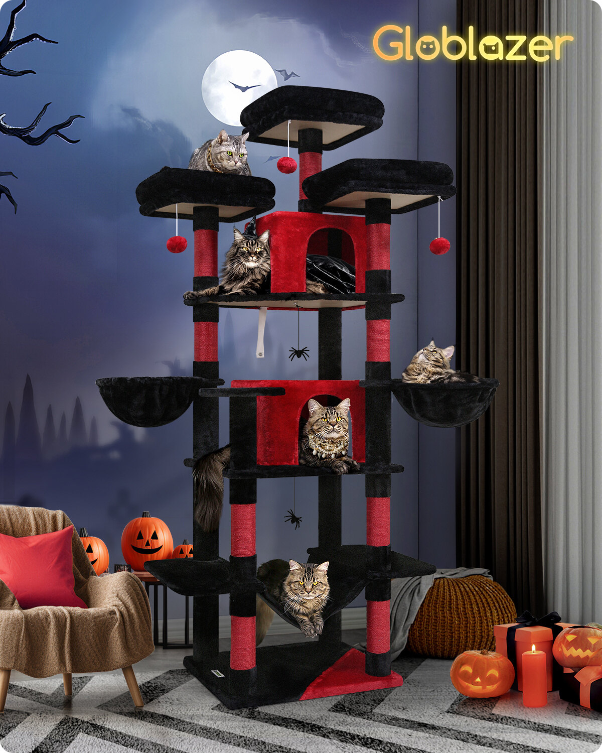 globlazer-f-series-f80-arbre-chat-noir-rouge-80-pouces image 8