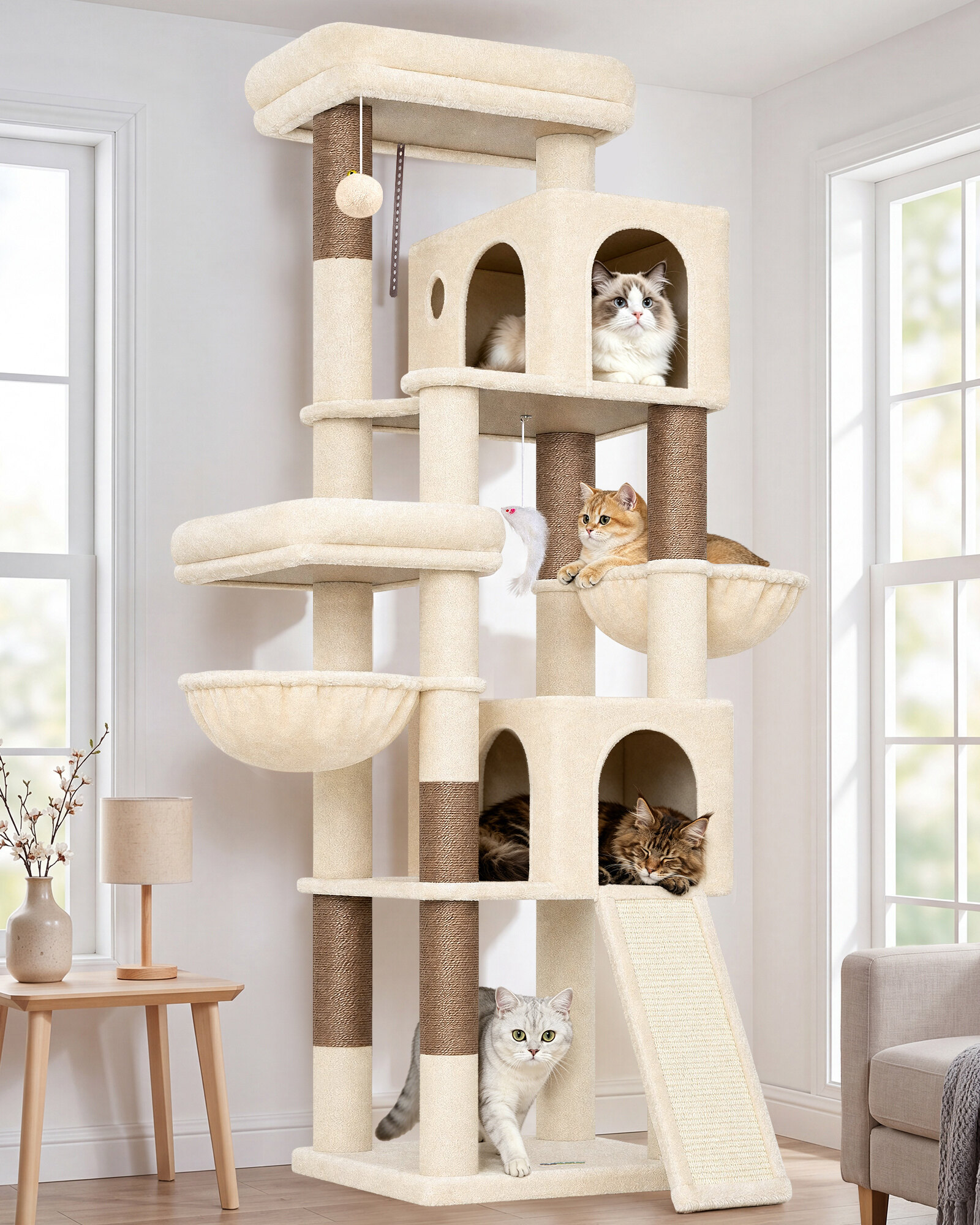 globlazer-f-series-f72h-arbre-chat-beige-72-pouces-compact image 1