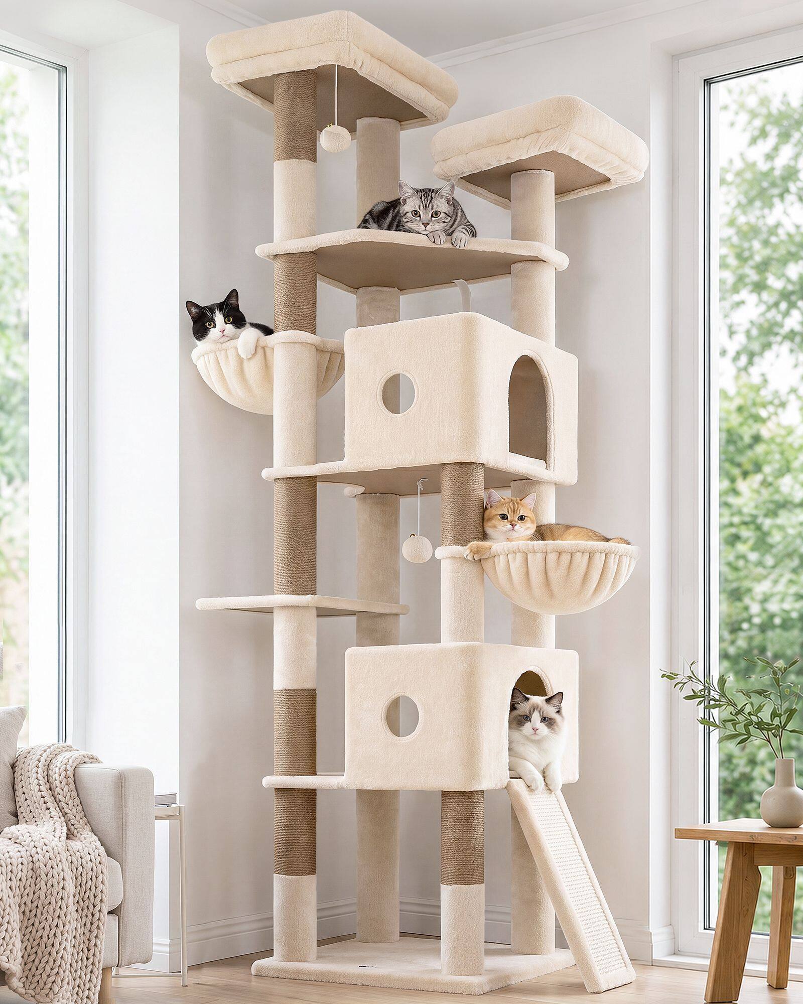 globlazer-f84g-arbre-chat-beige-84-pouces-grande-tour image 1